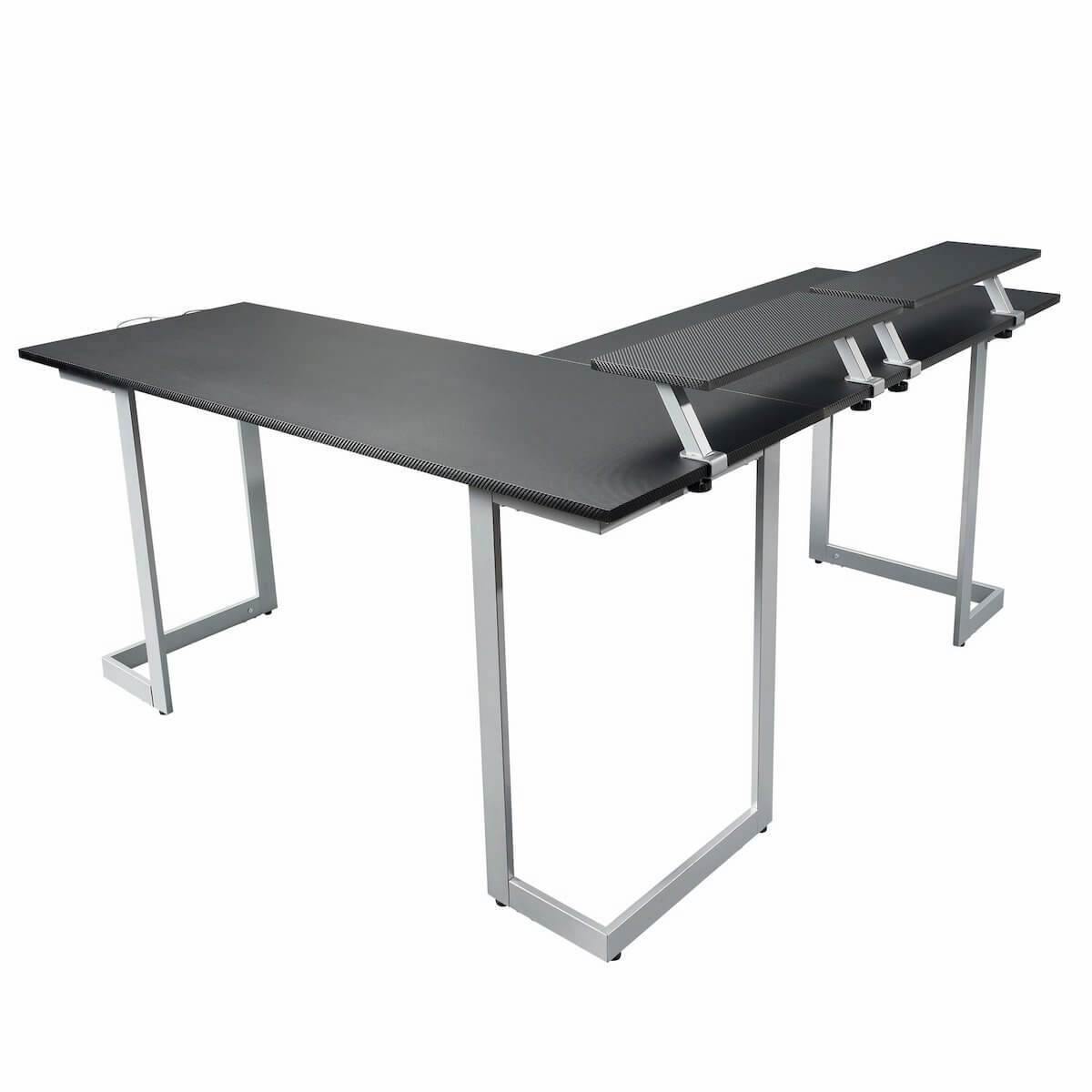 Techni Sport Black & Silver Warrior L-Shaped Gaming Desk RTA-TS220L-BK Side #color_silver