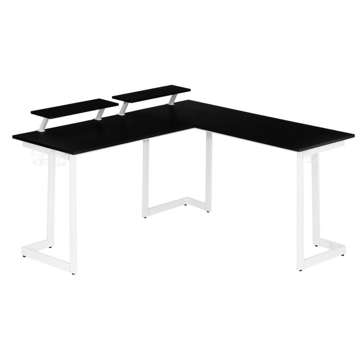Techni Sport Black & White Warrior L-Shaped Gaming Desk RTA-TS220L-WHT Adjustable Shelves on the Left #color_white
