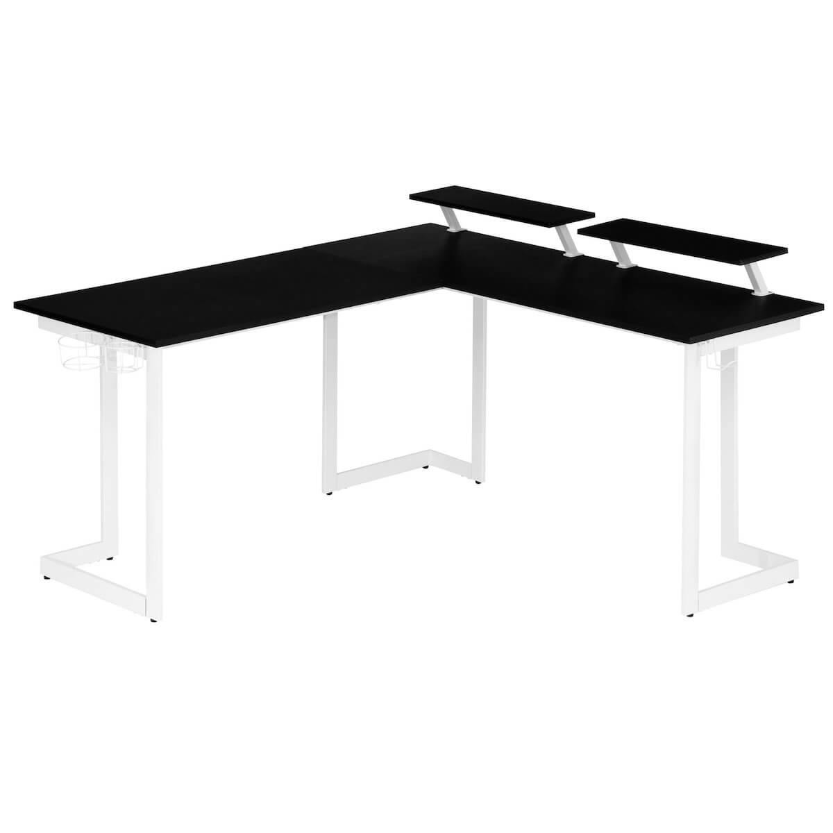 Techni Sport Black & White Warrior L-Shaped Gaming Desk RTA-TS220L-WHT Adjustable Shelves on the Right #color_white