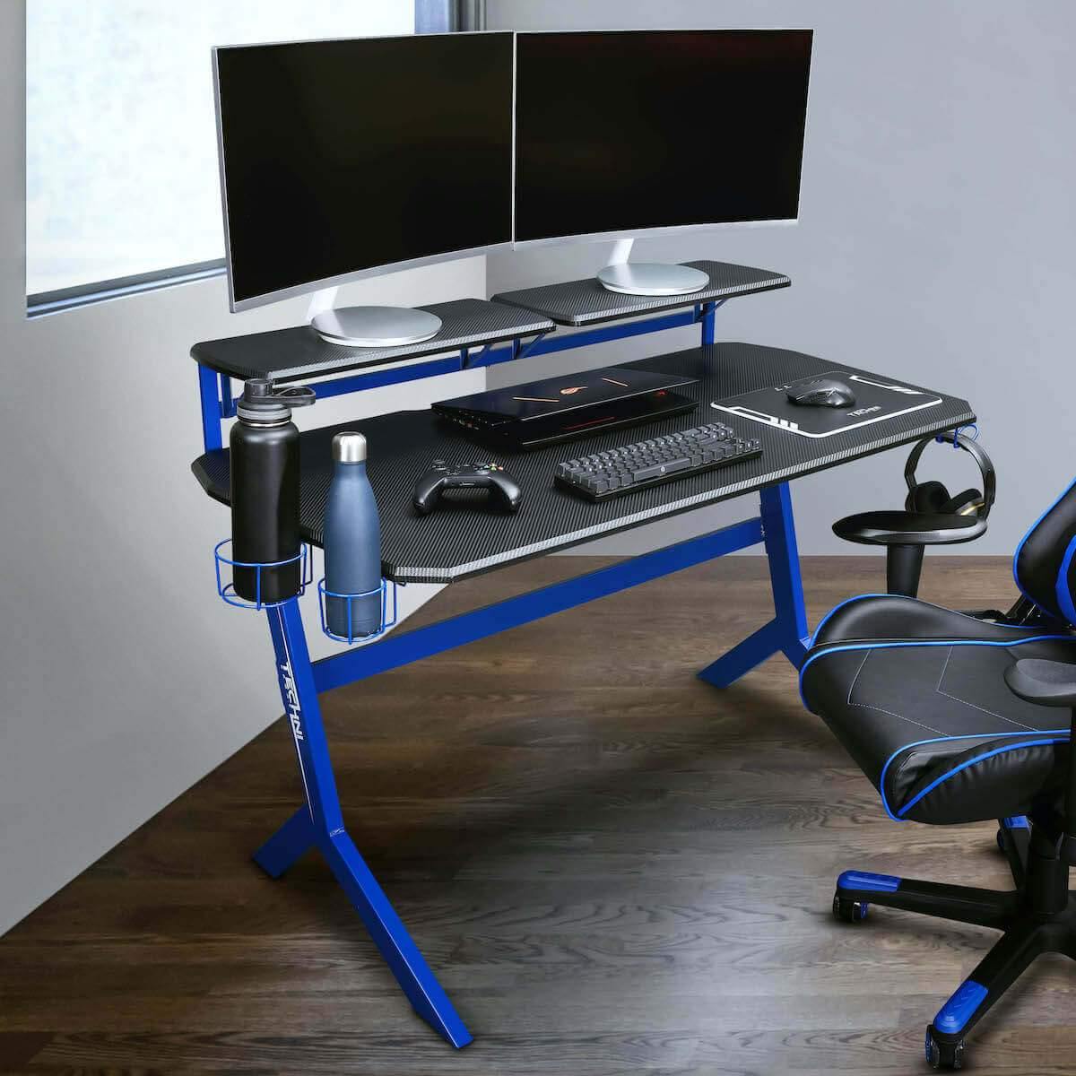     Techni Sport Blue Stryker Gaming Desk RTA-TS201-BL in Office #color_blue