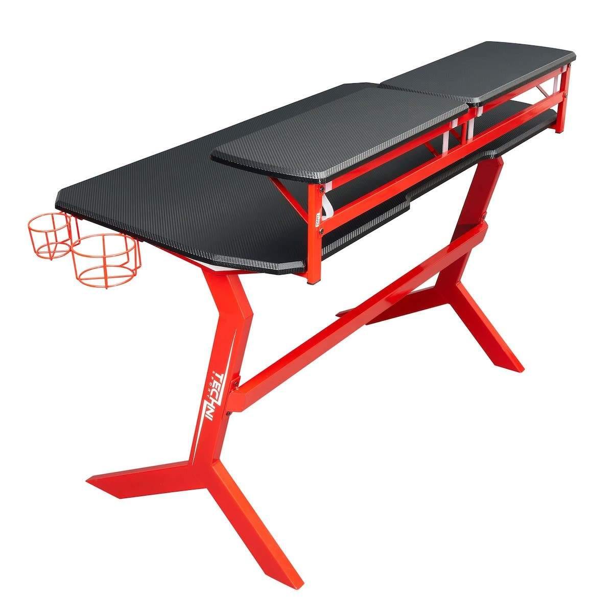 Techni Sport Red Stryker Gaming Desk RTA-TS201-RED Back #color_red