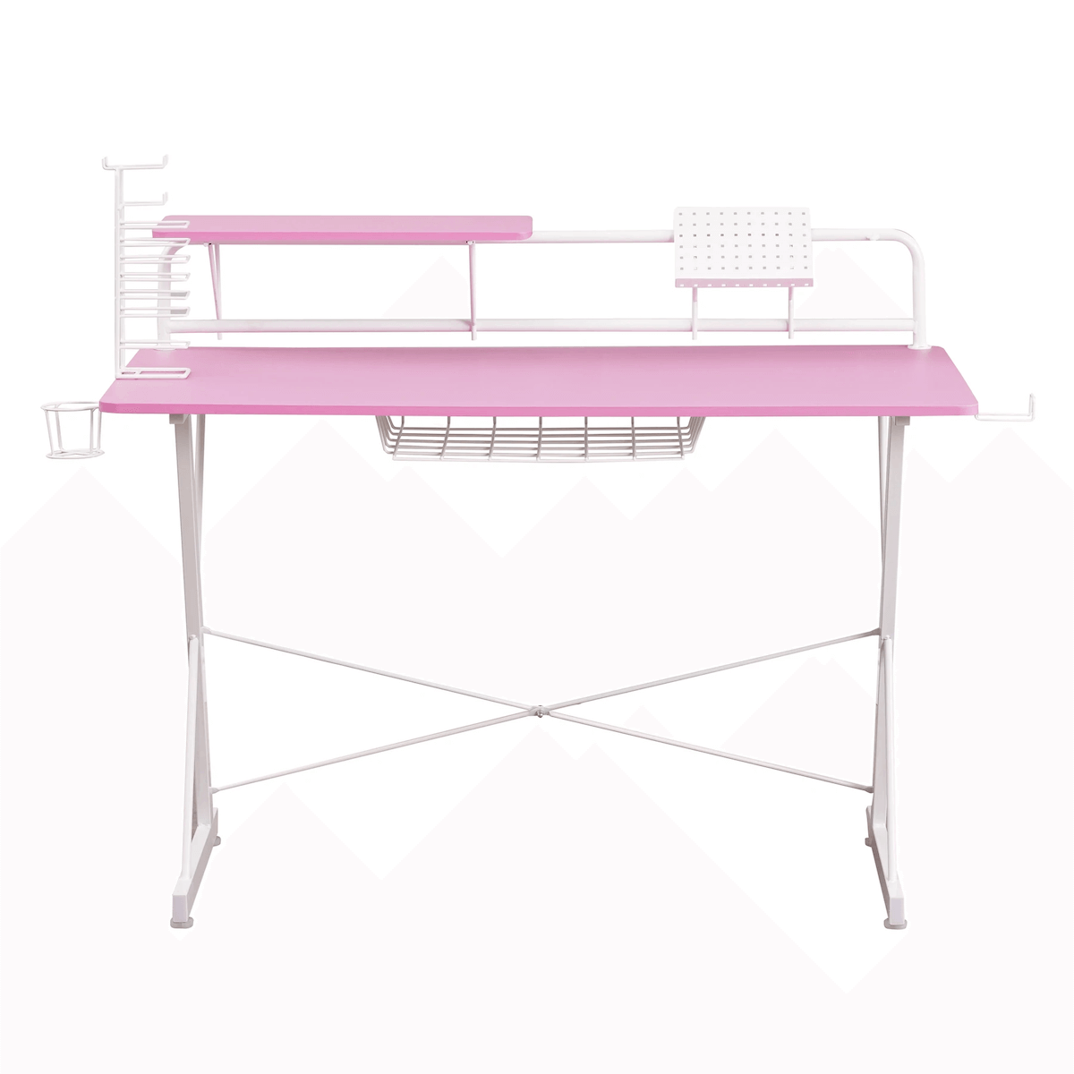 Techni Sport TS-200 Pink Carbon Computer Gaming Desk with Shelving RTA-TS200-PNK #color_pink