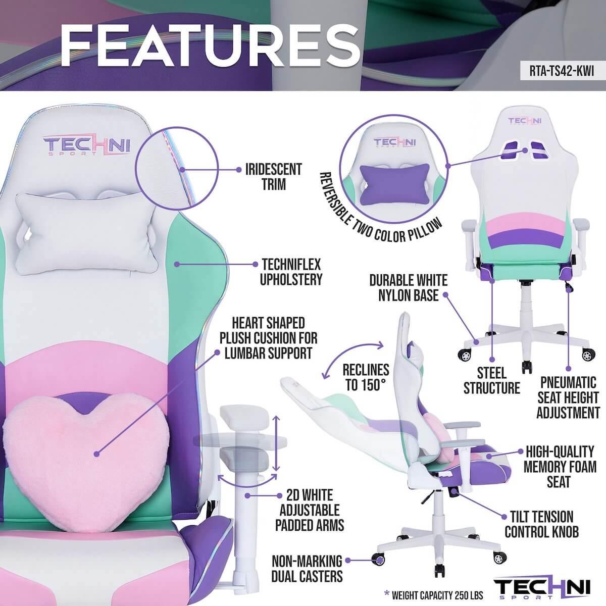 Techni Sport TS-42 Kawaii Office-PC Gaming Chair RTA-TS42-KWI Features