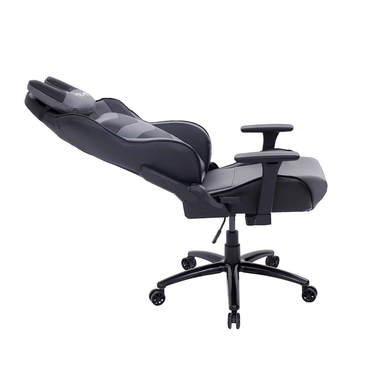 Techni Sport TS-61 Gray Ergonomic High Back Racer Style Video Gaming Chair RTA-TS61-GRY-BK Reclined #color_gray