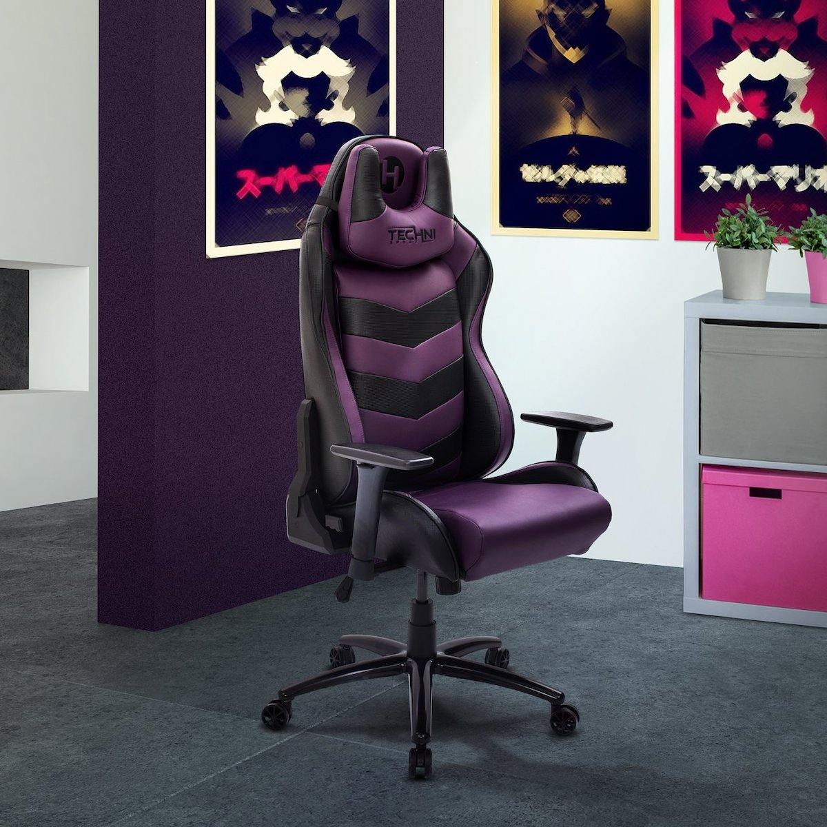 Techni Sport TS-61 Purple Ergonomic High Back Racer Style Video Gaming Chair RTA-TS61-PPL-BK in Office #color_purple