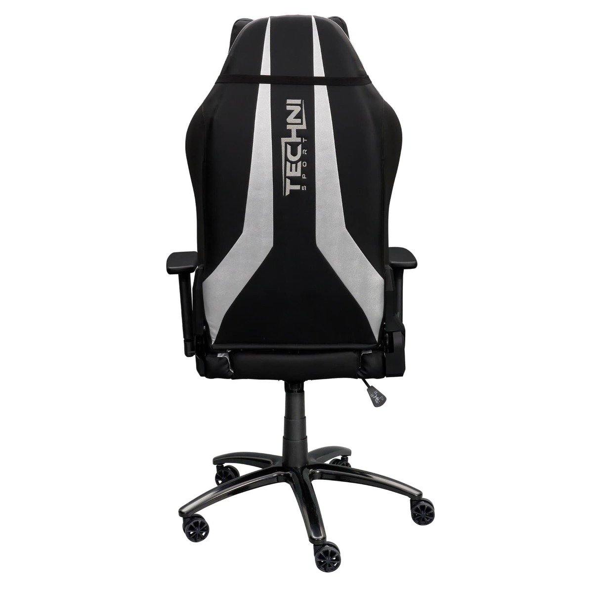 Techni Sport TS-62 Silver Ergonomic Racing Style Gaming Chair RTA-TS62C-SIL Back #color_silver