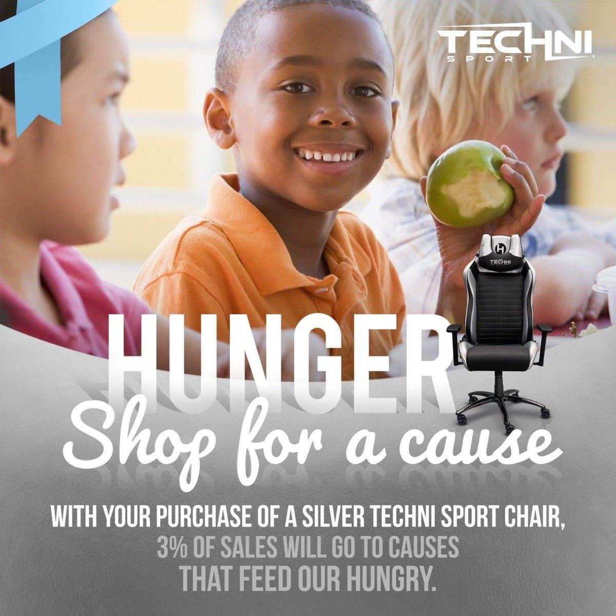 Techni Sport TS-62 Silver Ergonomic Racing Style Gaming Chair RTA-TS62C-SIL Hunger Charity #color_silver