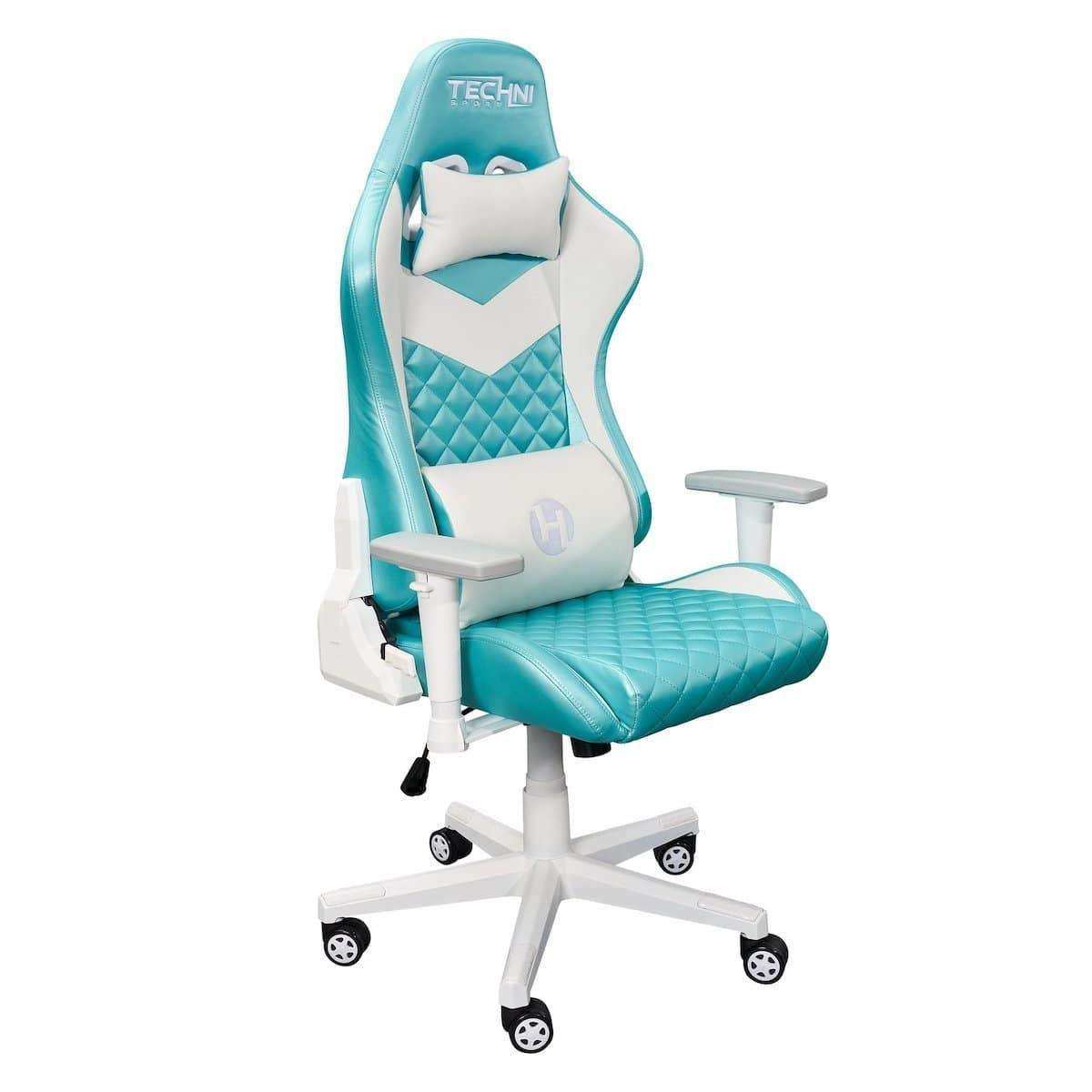 White and best sale teal gaming chair