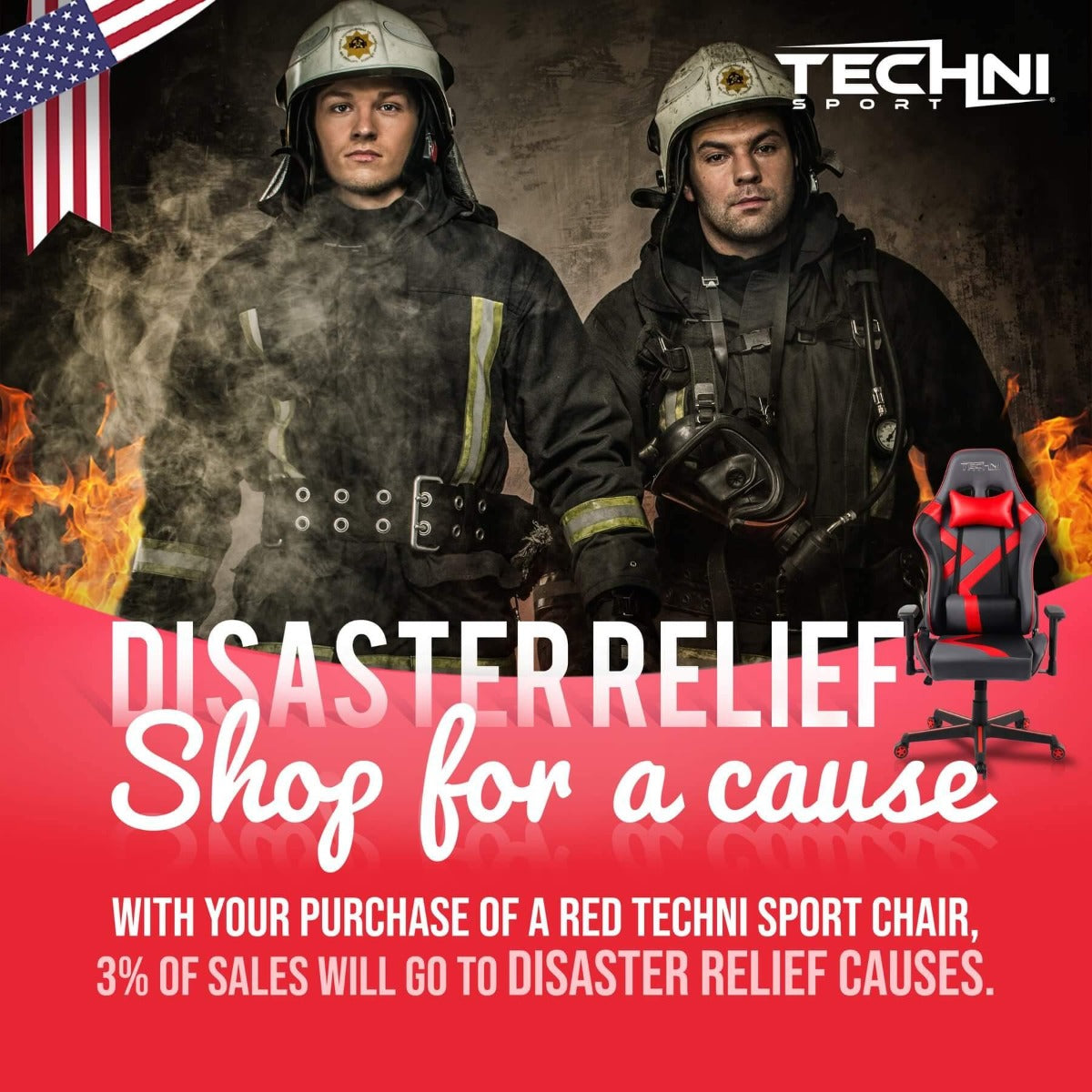 Techni Sport TS-70 Red Office-PC Gaming Chair RTA-TS70-RED Disaster Relief Charity #color_red