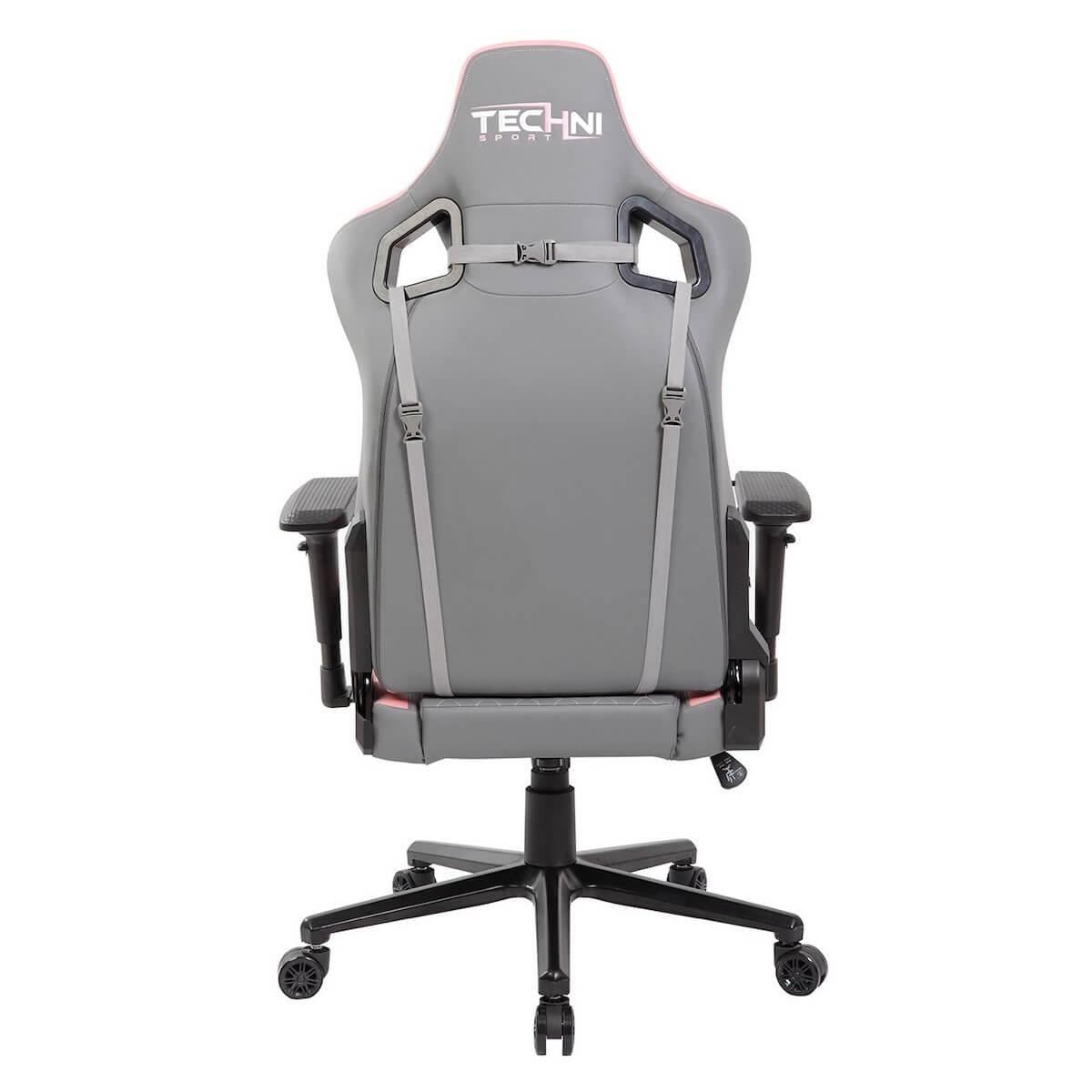 Techni Sport TS-83 Pink Ergonomic High Black Racer Style PC Gaming Chair RTA-TS83-GRY-PNK Back #color_pink