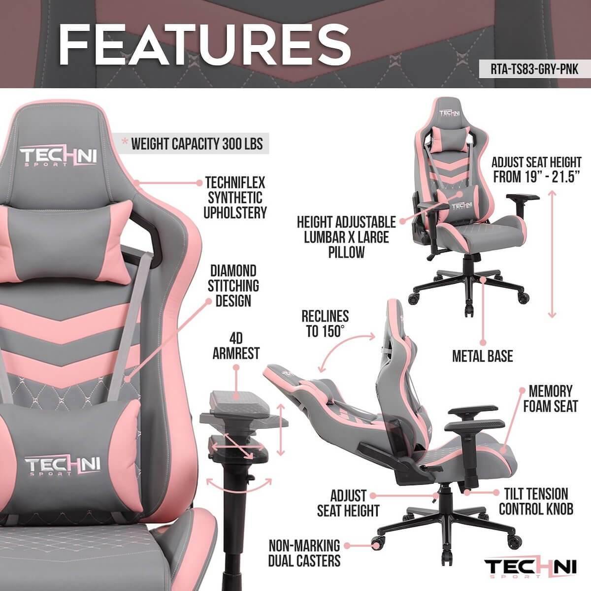 Techni Sport TS-83 Ergonomic High Back Racer Style PC Gaming Chair RTA