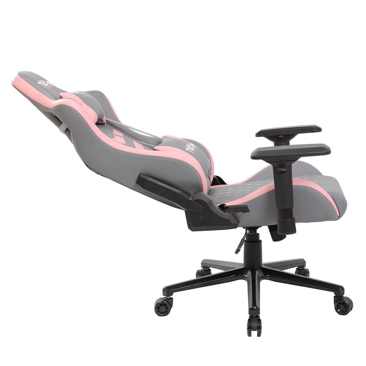 Techni Sport TS-83 Pink Ergonomic High Black Racer Style PC Gaming Chair RTA-TS83-GRY-PNK Reclined #color_pink