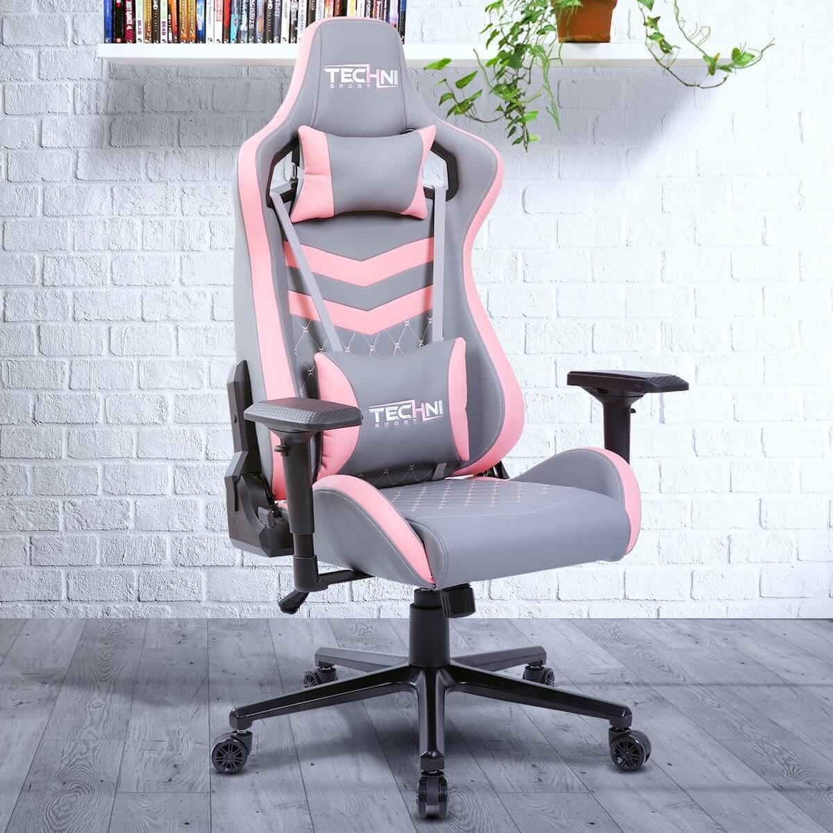 Techni Sport TS-83 Pink Ergonomic High Black Racer Style PC Gaming Chair RTA-TS83-GRY-PNK in Office #color_pink