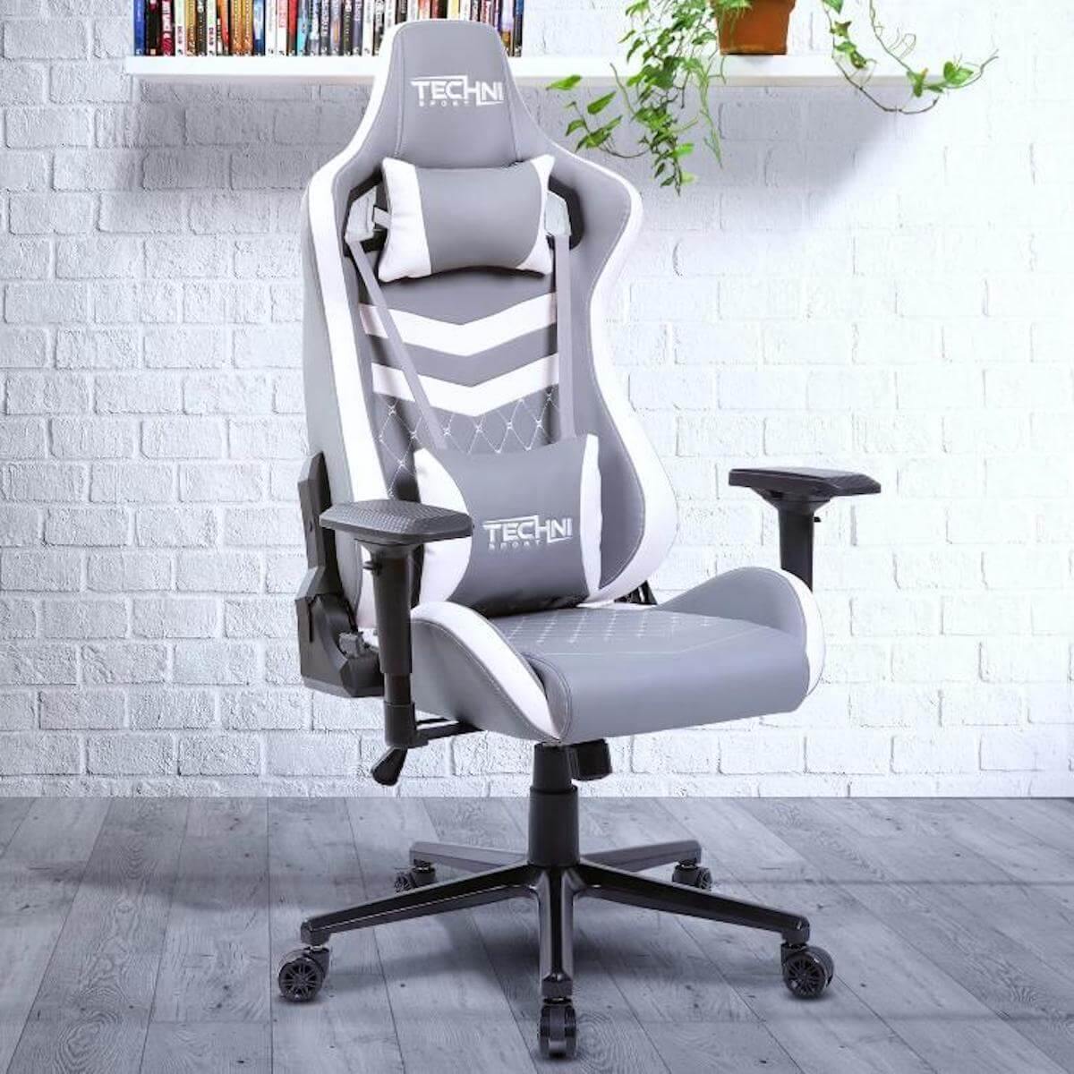 Techni Sport TS-83 White Ergonomic High Black Racer Style PC Gaming Chair RTA-TS83-GRY-WHT in Office #color_white