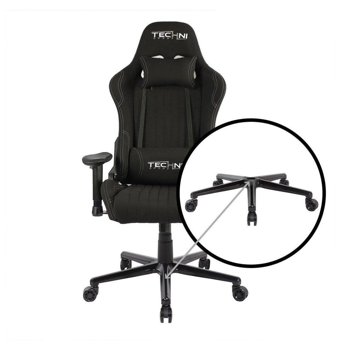 Techni Sport TS-F44 Black Fabric Ergonomic High Back Racer Style PC Gaming Chair RTA-TSF44-BK Base