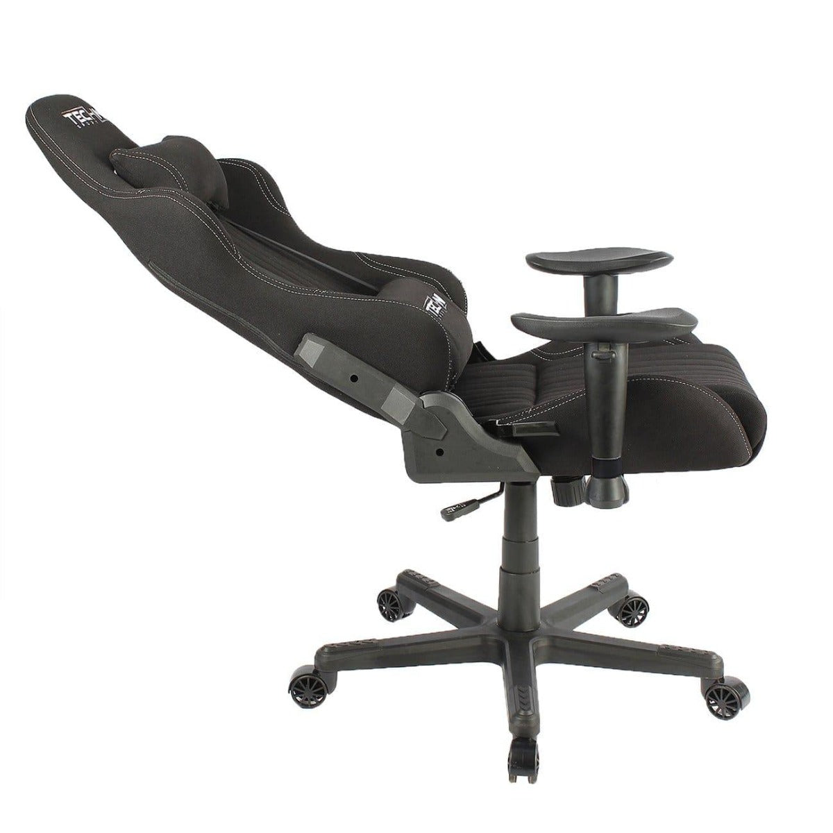 Techni Sport TS-F44 Black Fabric Ergonomic High Back Racer Style PC Gaming Chair RTA-TSF44-BK Reclined