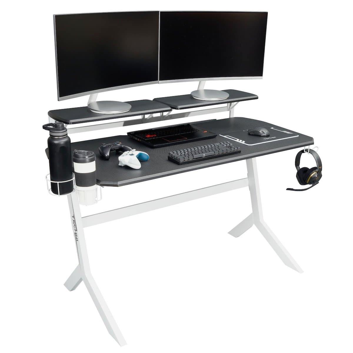 Techni Sport White Stryker Gaming Desk RTA-TS201-WHT with Computer #color_white
