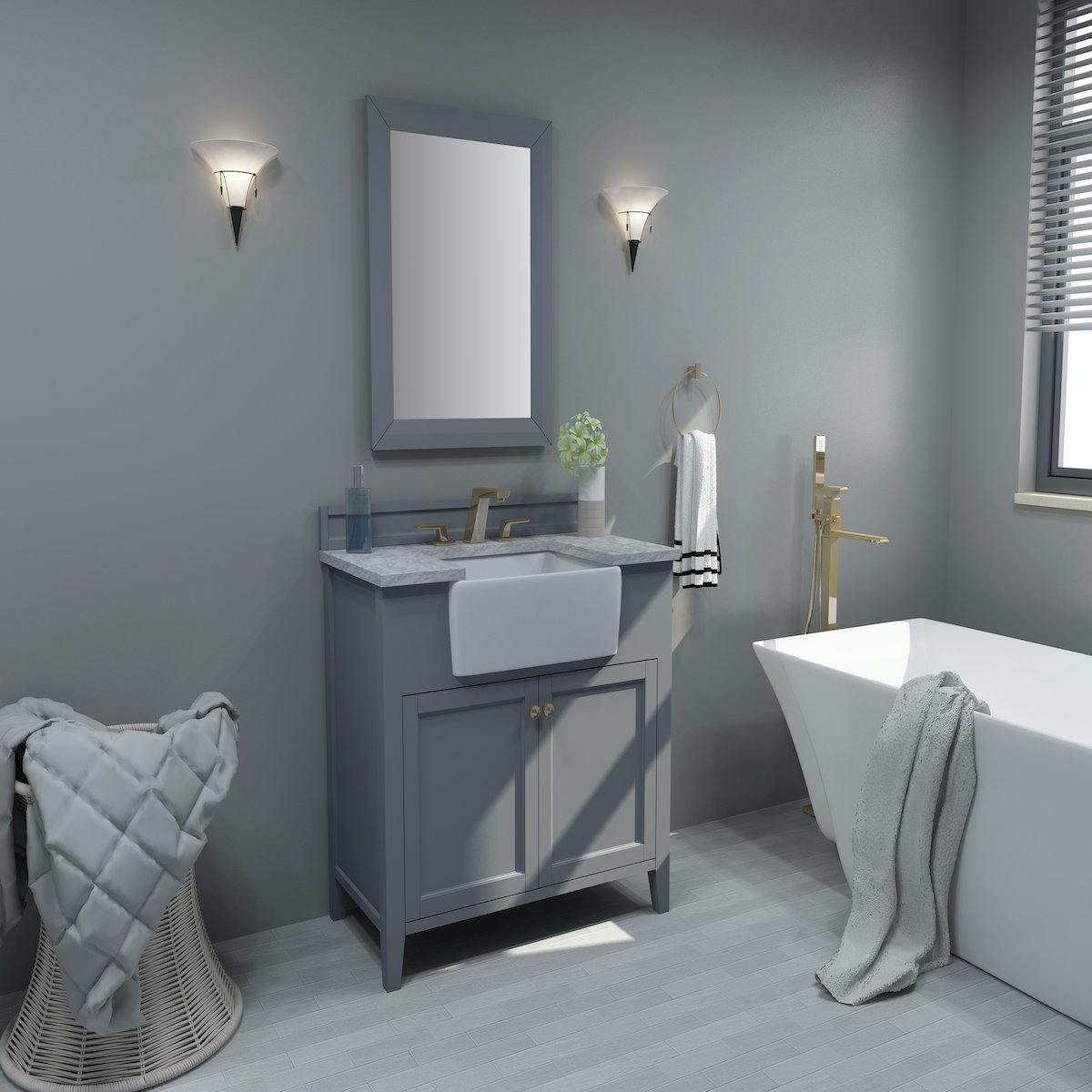 Ancerre Designs Adeline 36 Inch Sapphire Gray Single Vanity in Bathroom