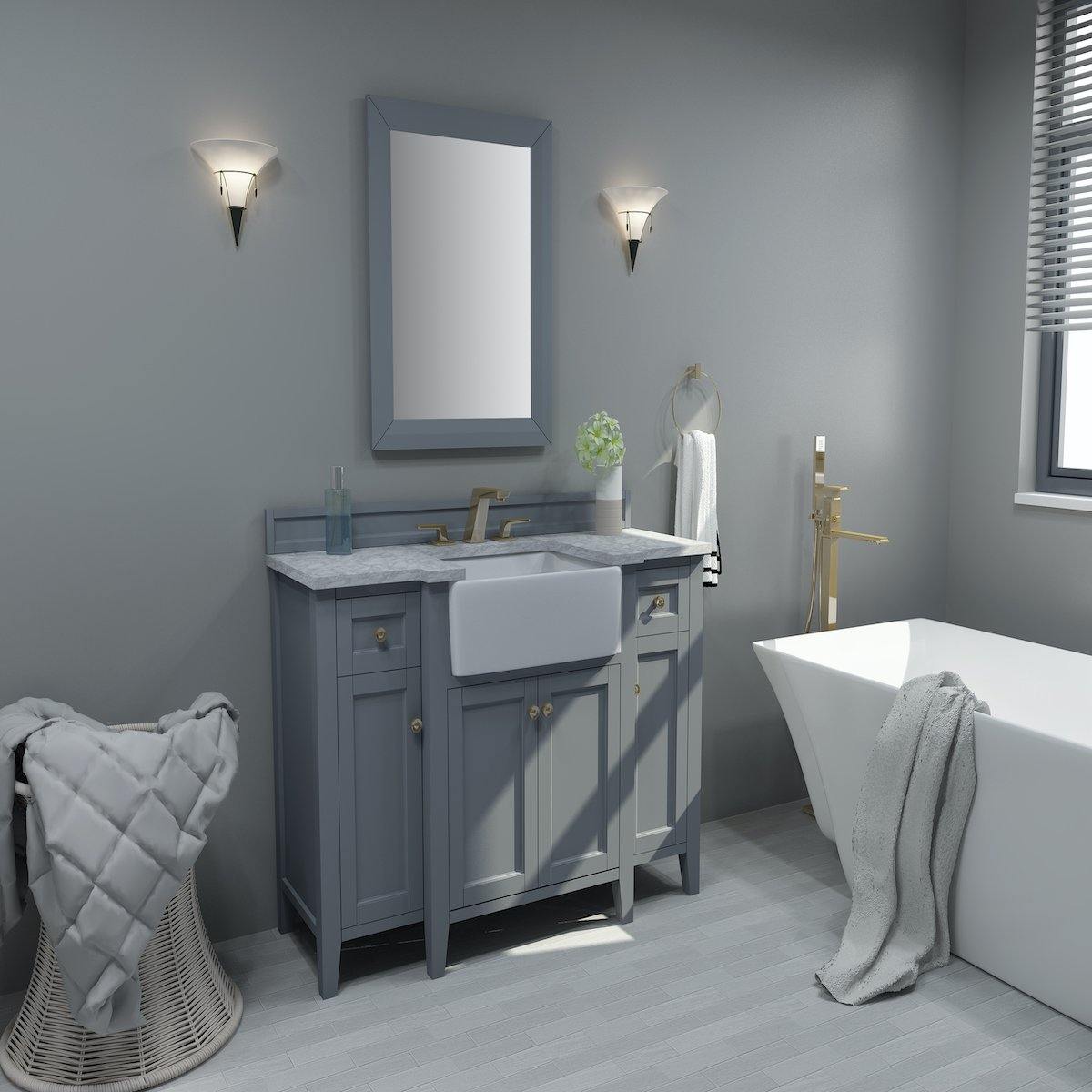 Ancerre Designs Adeline 48 Inch Sapphire Gray Single Vanity in Bathroom