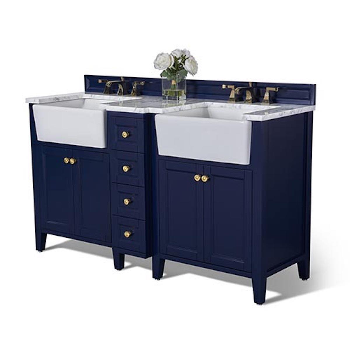 Ancerre Designs Adeline 60 Inch Heritage Blue Double Vanity Side #finish_heritage blue
