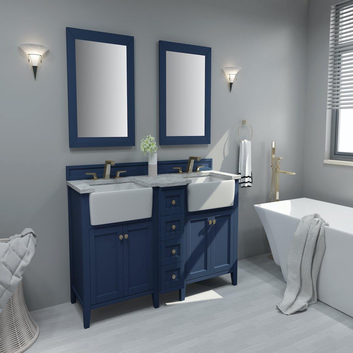 Ancerre Designs Adeline 60 Inch Heritage Blue Double Vanity in Bathroom #finish_heritage blue