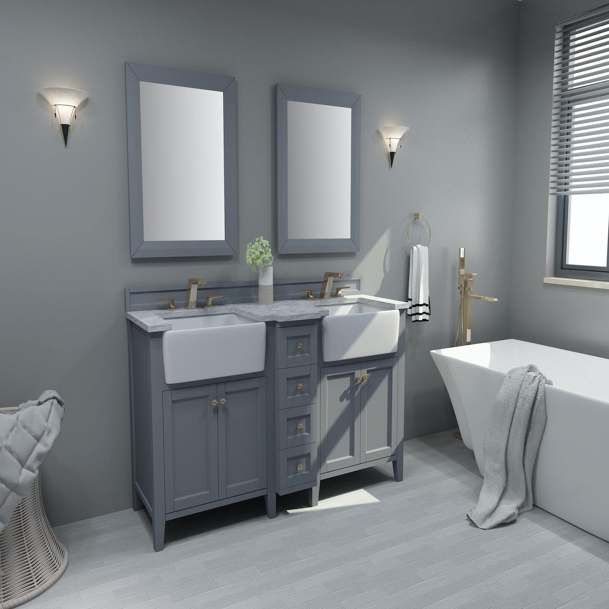 Ancerre Designs Adeline 60 Inch Sapphire Gray Double Vanity in Bathroom #finish_sapphire gray