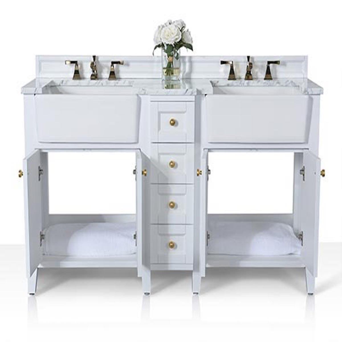Ancerre Designs Adeline 60 Inch White Double Vanity Inside #finish_white
