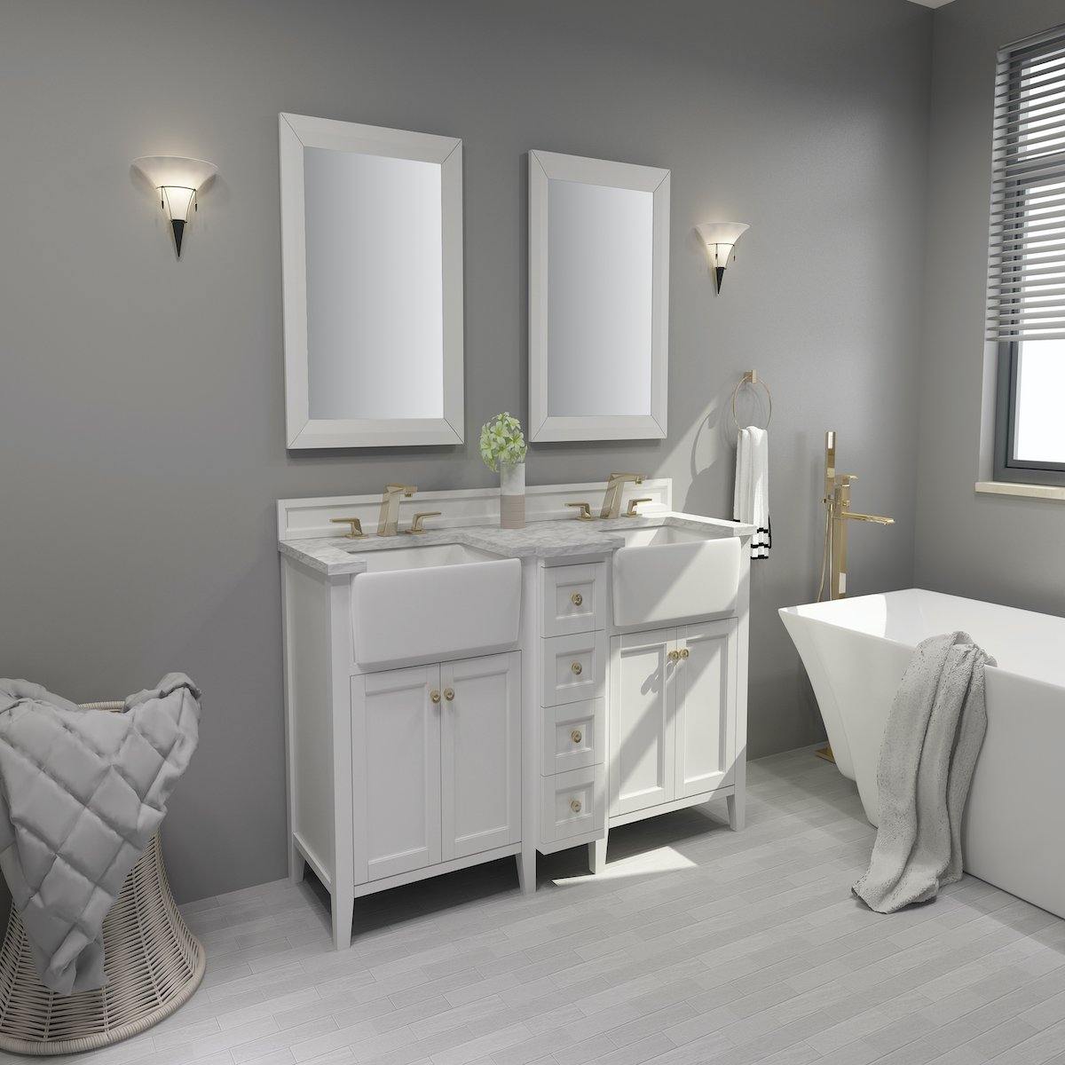 Ancerre Designs 60 Inch White Double Vanity in Bathroom #finish_white