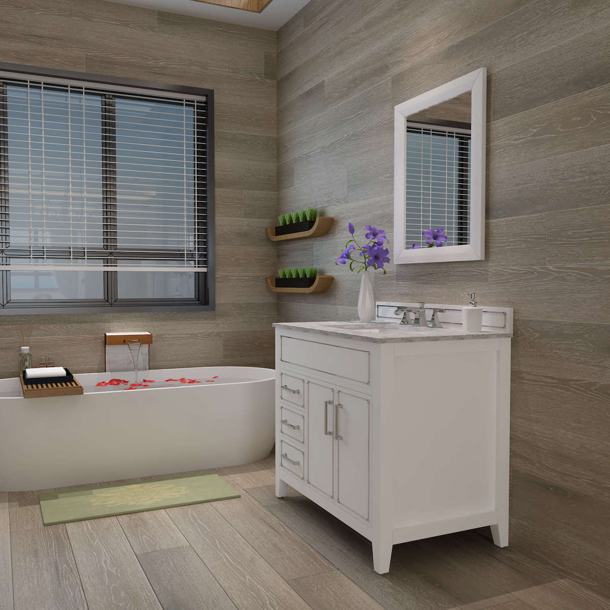 Ancerre Designs White Aspen 36” Single Vanity VTS-ASPEN-36-W-CW in Bathroom