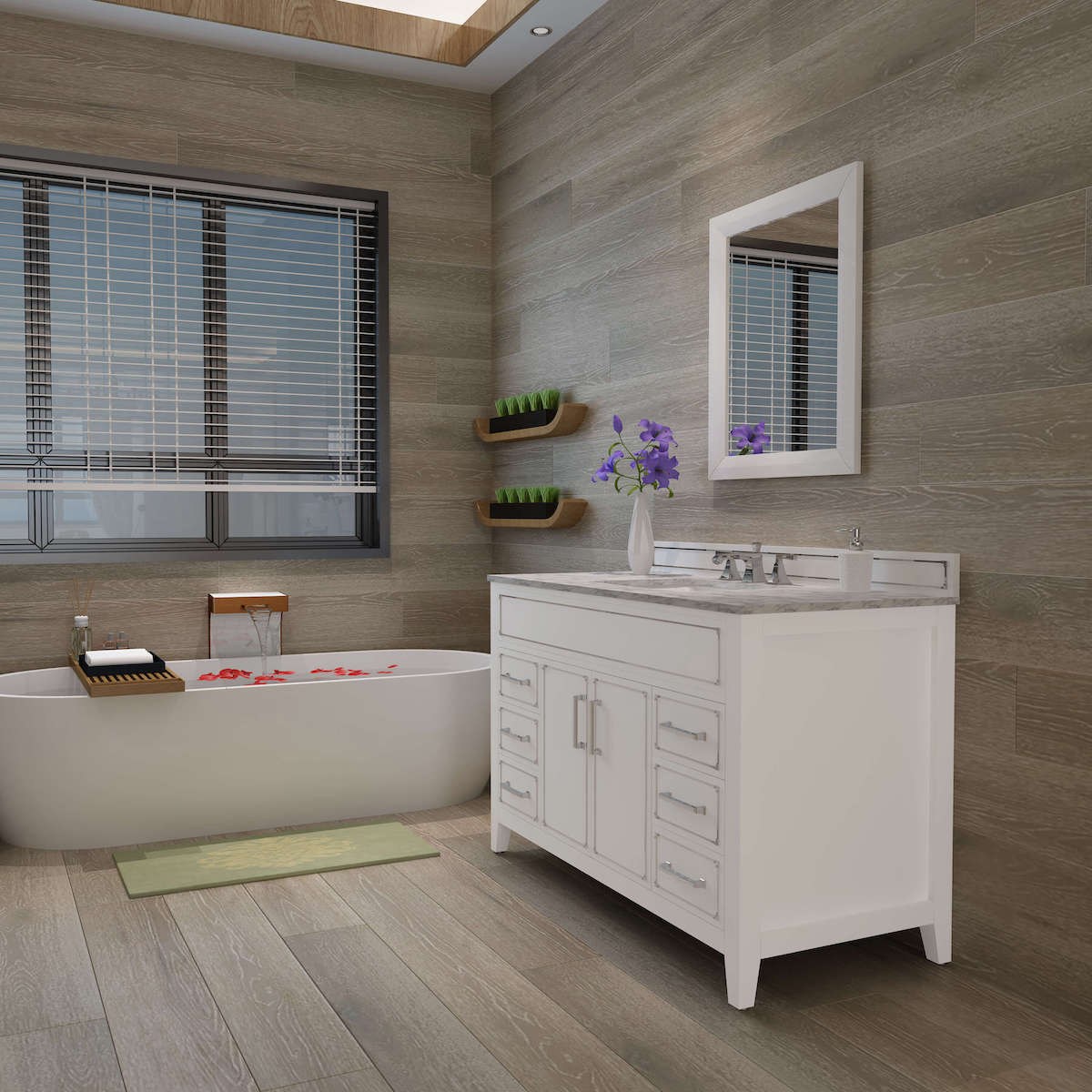 Ancerre Designs White Aspen 48” Single Vanity VTS-ASPEN-48-W-CW in Bathroom