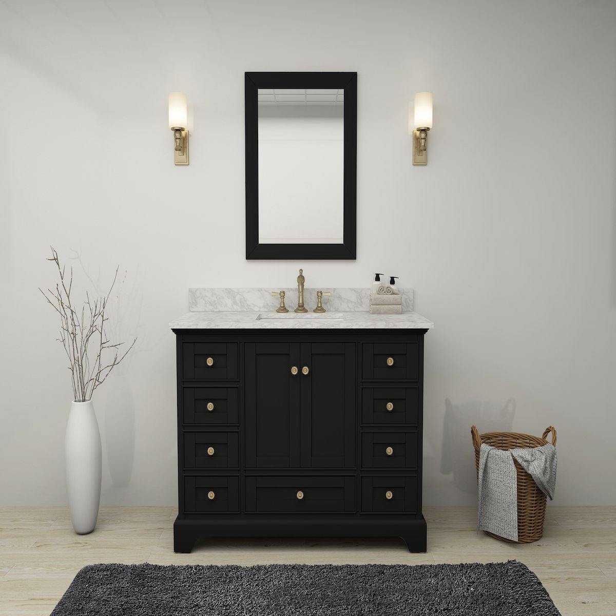 Ancerre Designs Audrey 48 Inch Onyx Black Single Vanity in Bathroom
