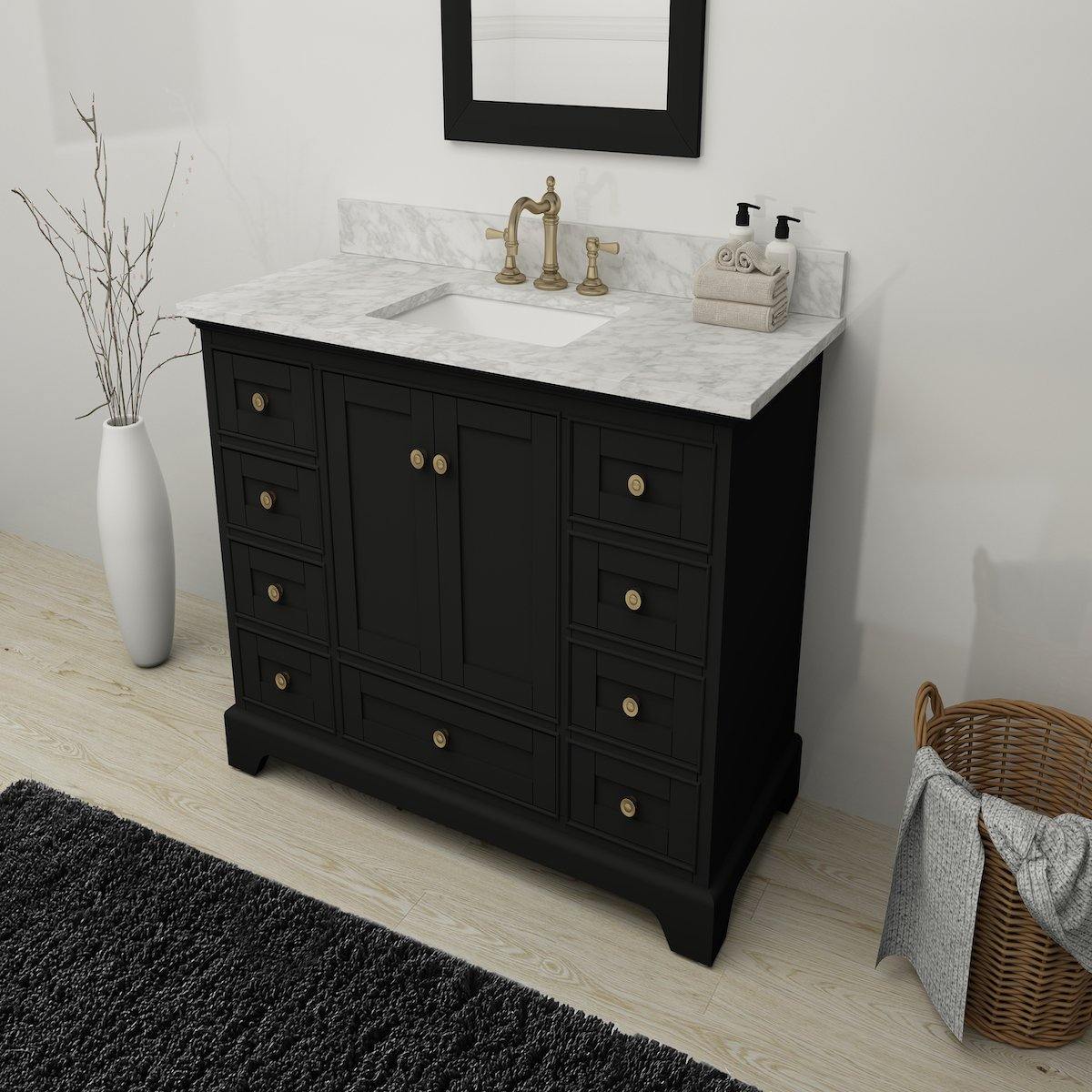 Ancerre Designs Audrey 48 Inch Onyx Black Single Vanity in Bathroom