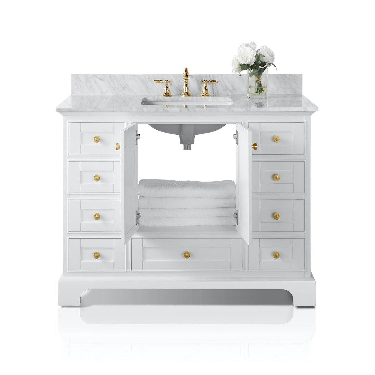 Ancerre Designs Audrey 48 Inch White Single Vanity Open Cabinets