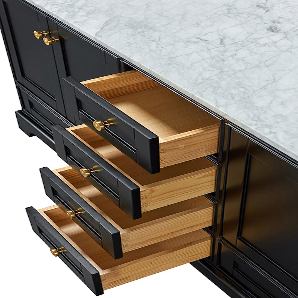 Ancerre Designs Audrey 60 Inch Onyx Black Double Vanity Open Drawers