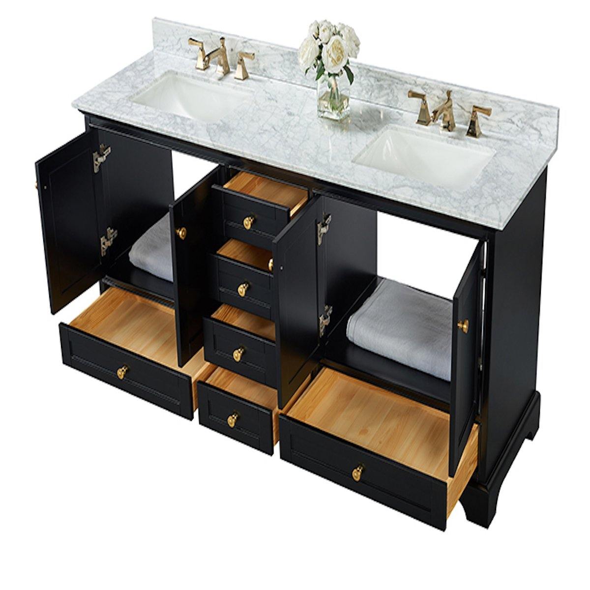 Ancerre Designs Audrey 72 Inch Onyx Black Double Vanity Inside Side View