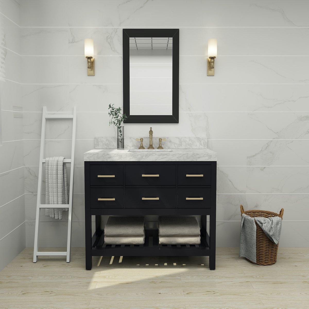 Ancerre Designs Elizabeth 48 Inch Onyx Black Single Vanity in Bathroom