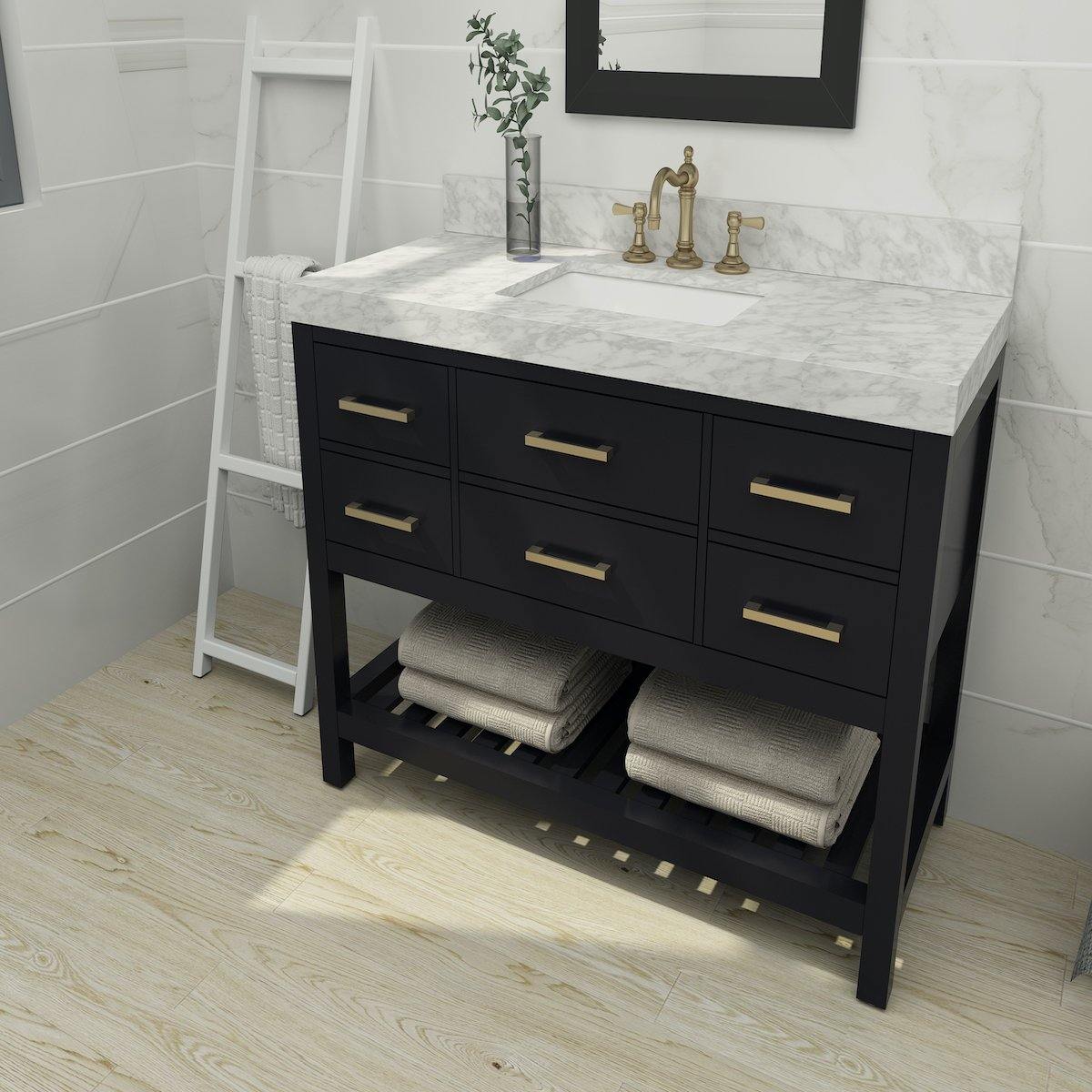 Ancerre Designs Elizabeth 48 Inch Onyx Black Single Vanity in Bathroom