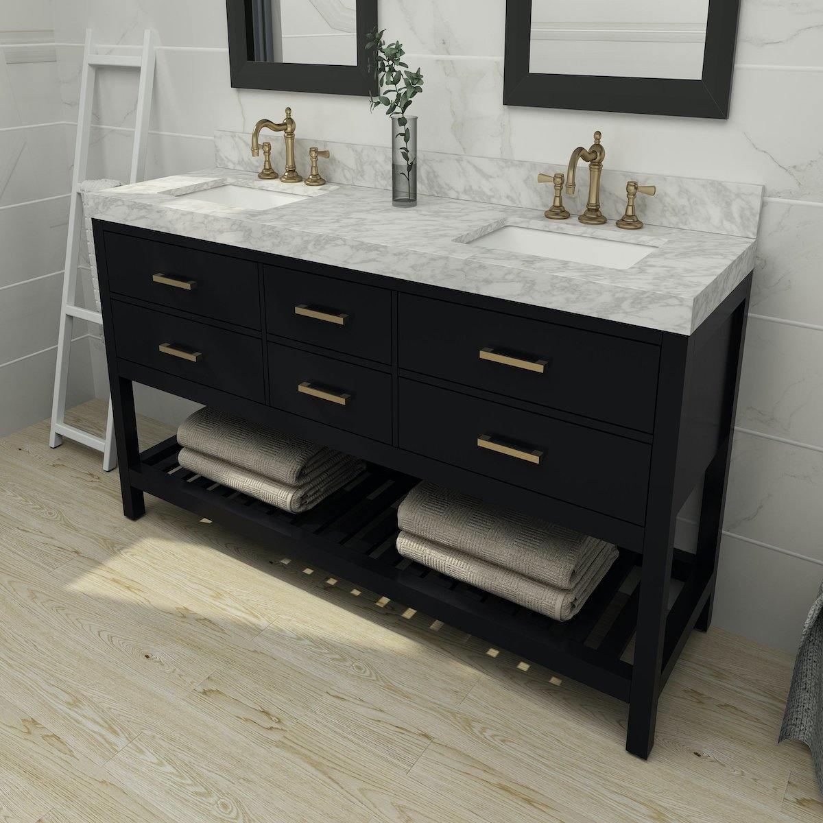 Ancerre Designs Elizabeth 72 Inch Onyx Black Double Vanity in Bathroom