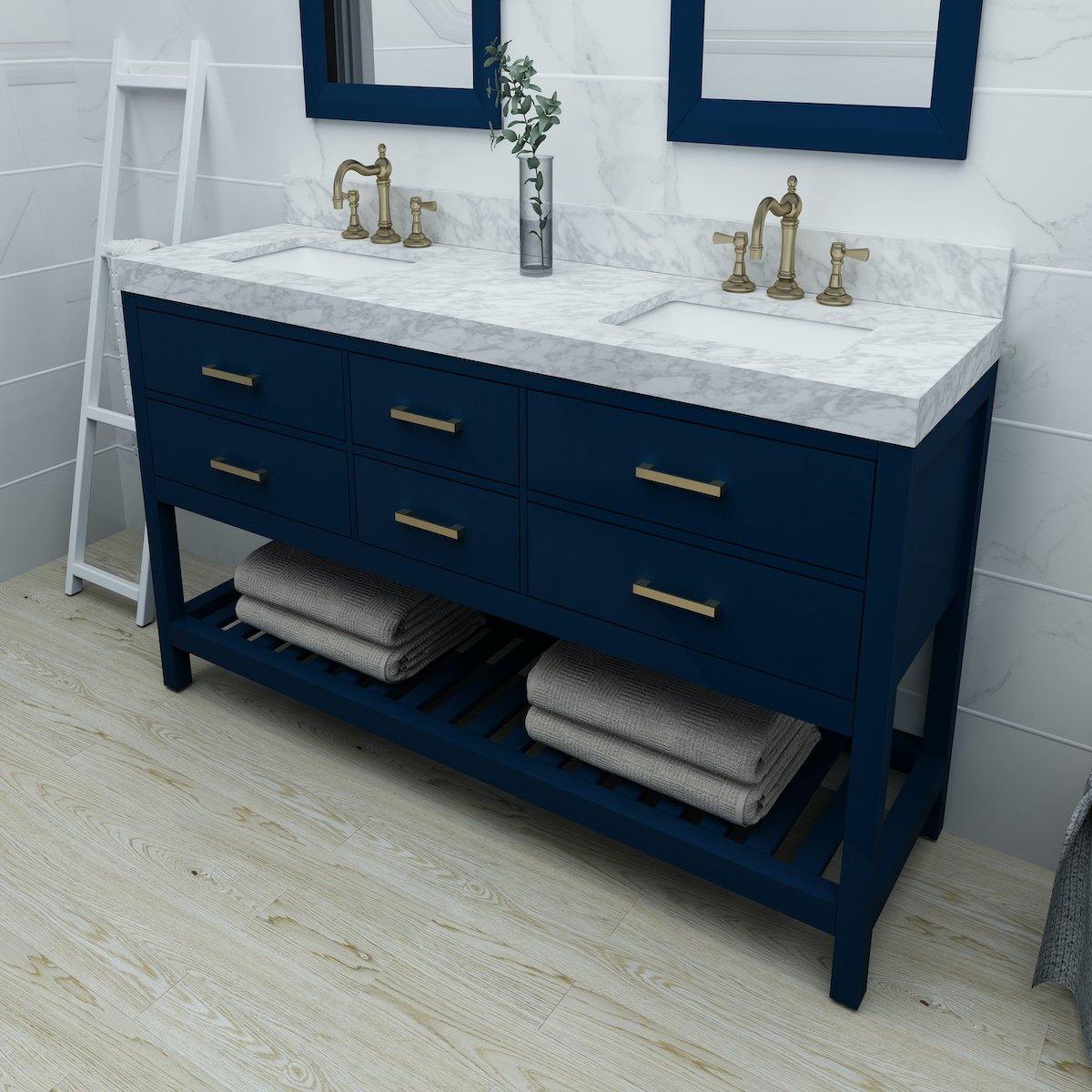 Ancerre Designs Elizabeth 72 Inch Heritage Blue Double Vanity in Bathroom