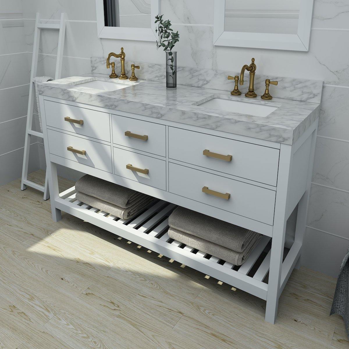 Ancerre Designs Elizabeth 72 Inch White Double Vanity in Bathroom