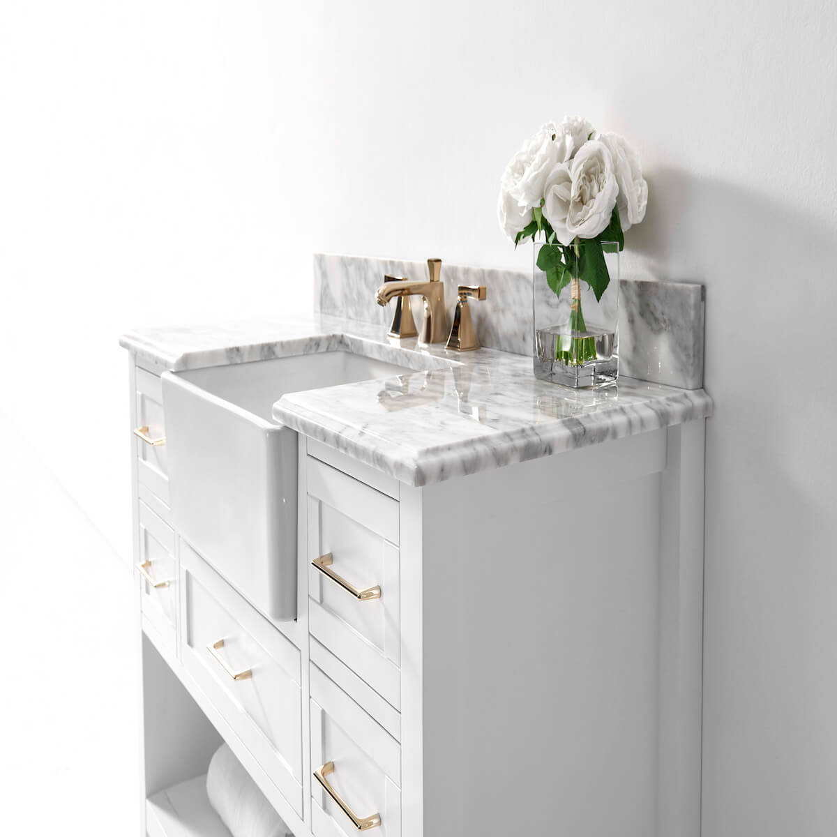 Ancerre Designs Hayley 48” White Single Vanity Counter VTS-HAYLEY-48-W-CW #finish_white