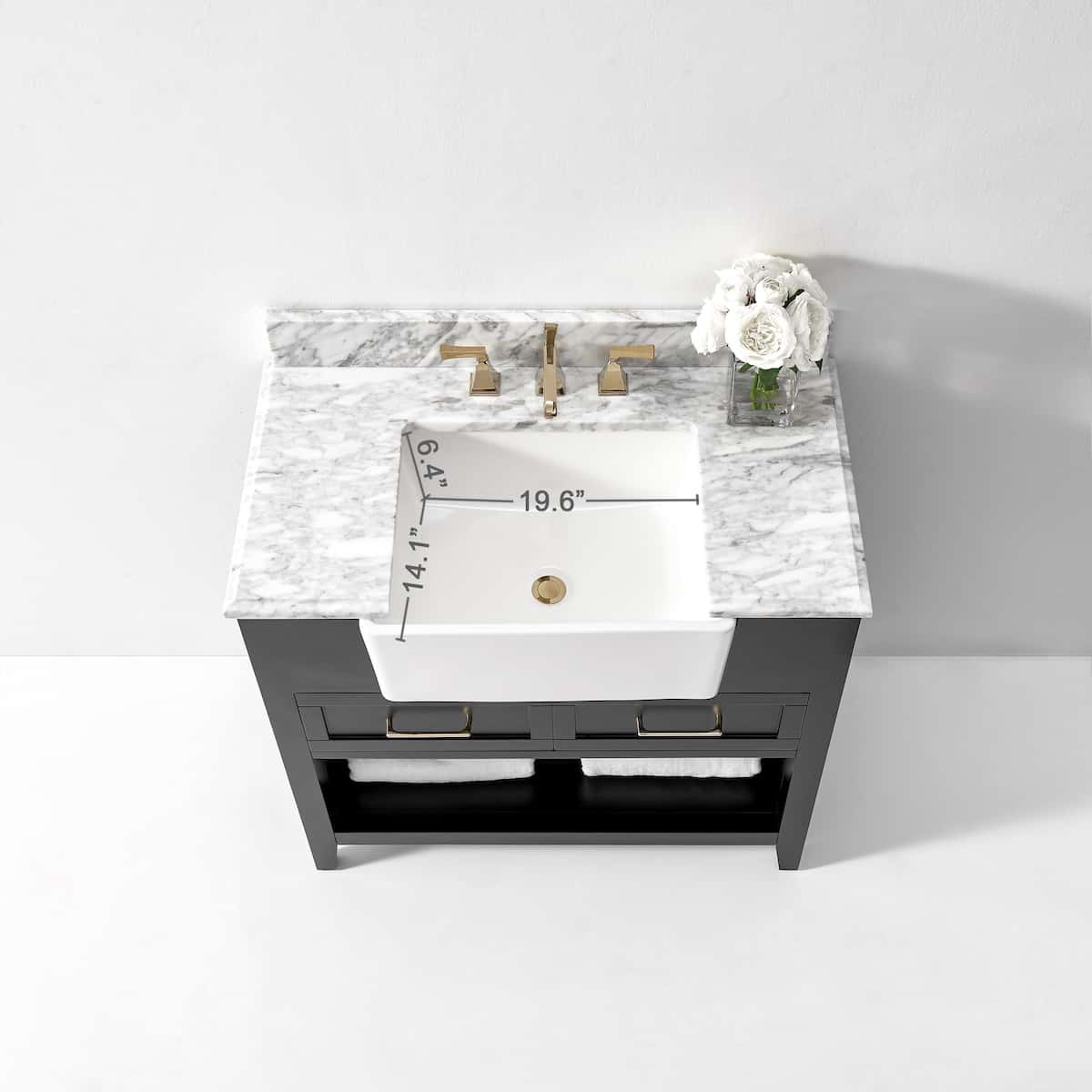Ancerre Designs Hayley 36" Black Onyx Single Vanity Sink Dimensions VTS-HAYLEY-36—BO-CW #finish_black onyx