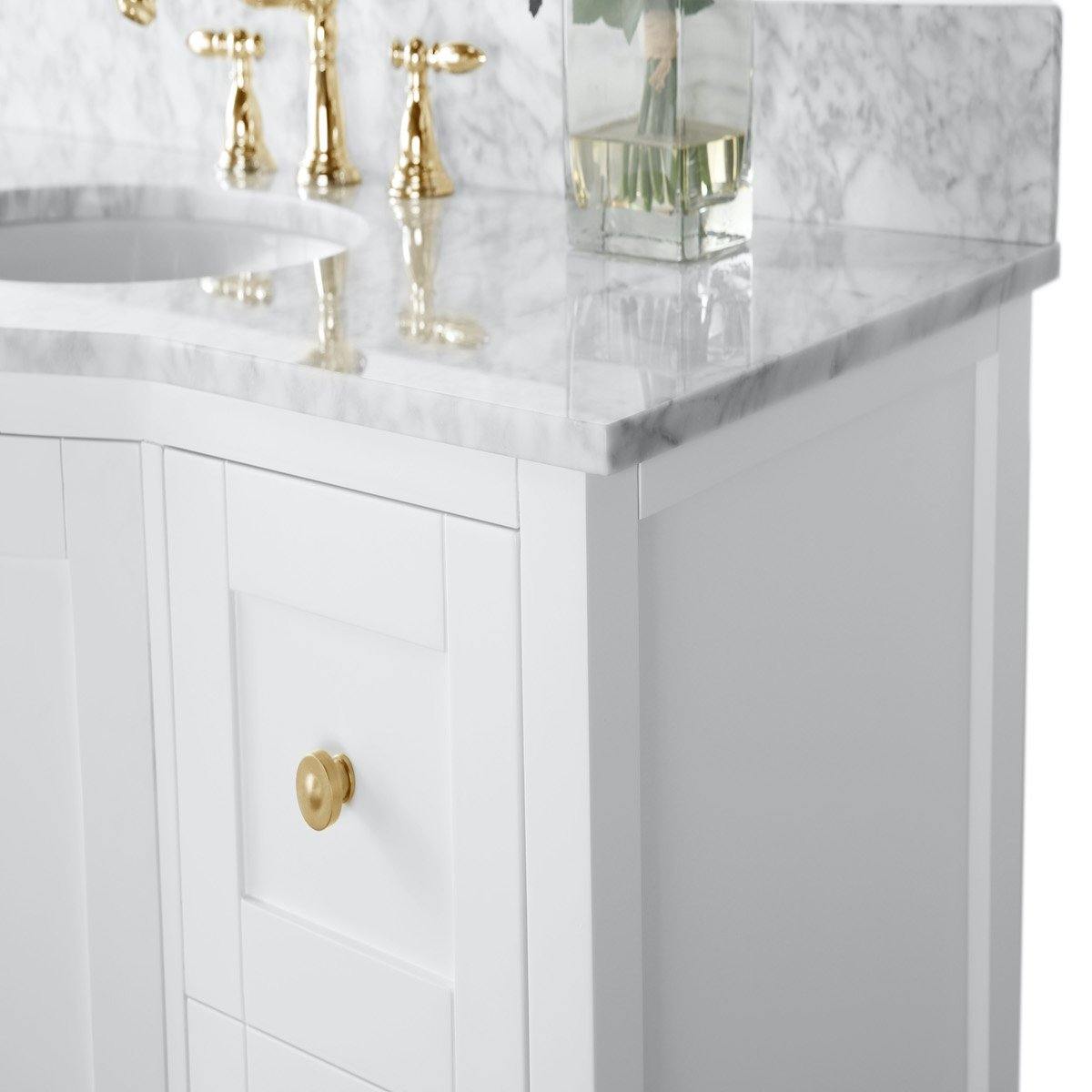 Ancerre Designs Lauren 48 Inch White Single Vanity with Gold Hardware Counter #hardware_gold