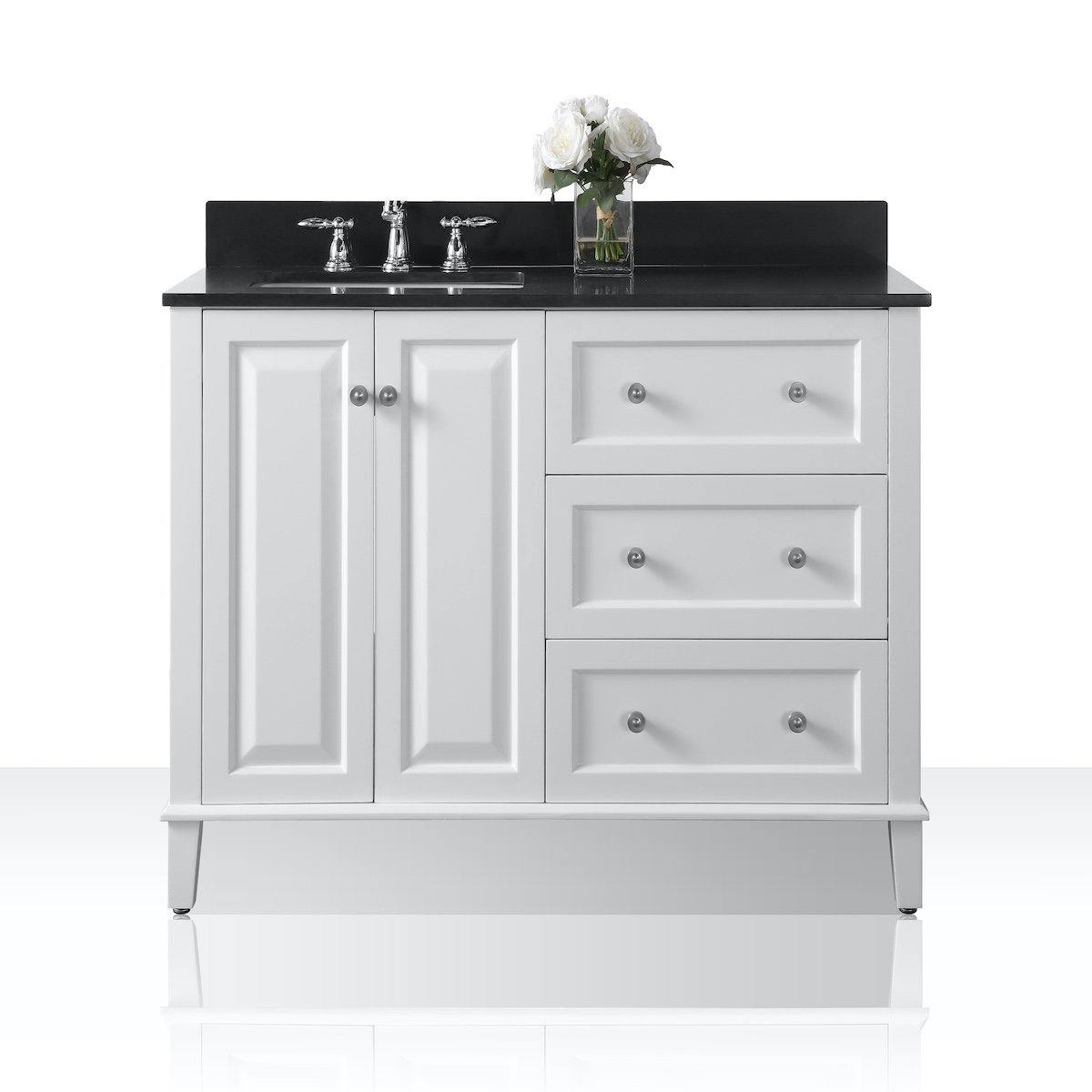 Ancerre Designs Hannah 48 Inch White Single Vanity with Left Basin and Nickel Hardware