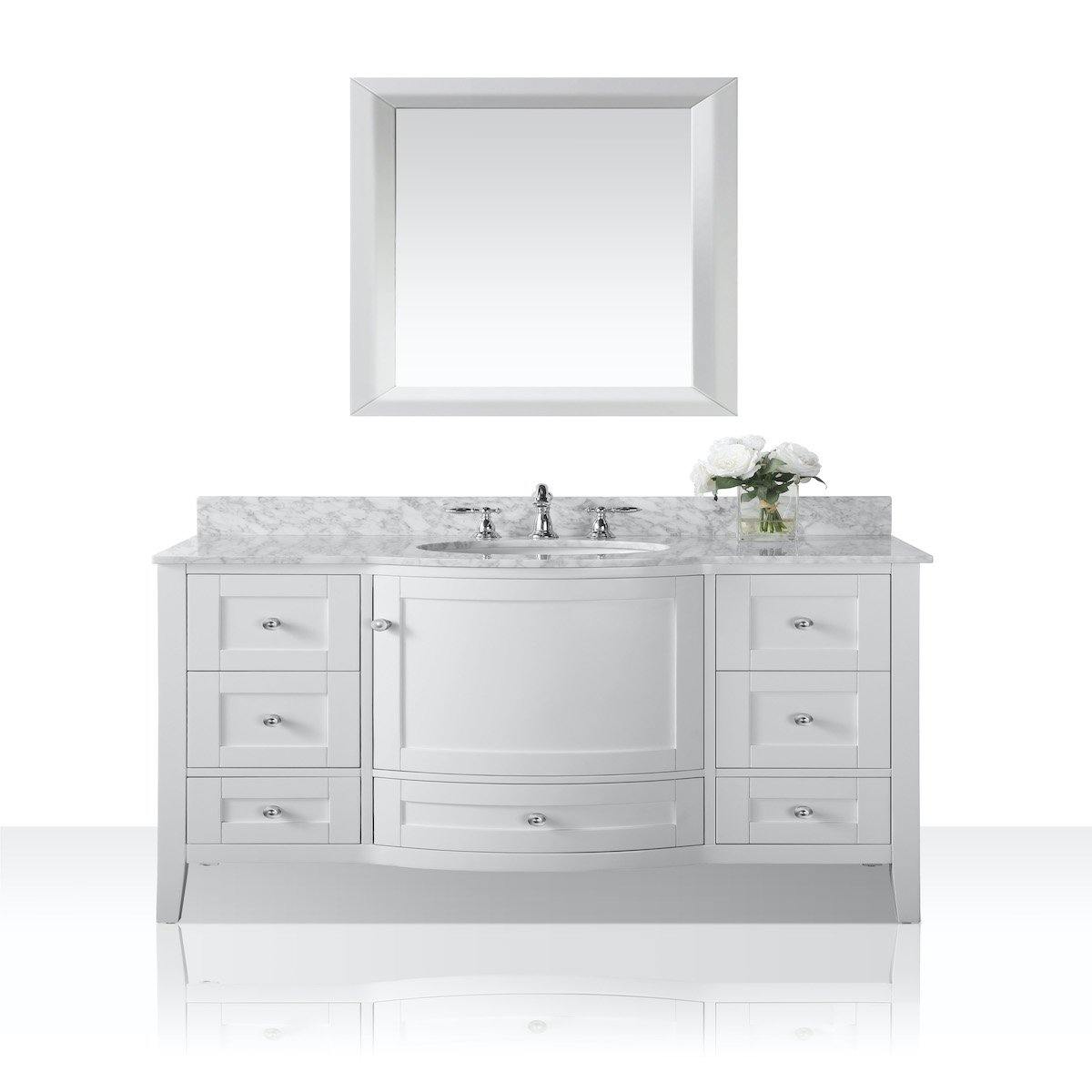 Ancerre Designs Lauren 48 Inch White Single Vanity with Nickel Hardware #hardware_brushed nickel