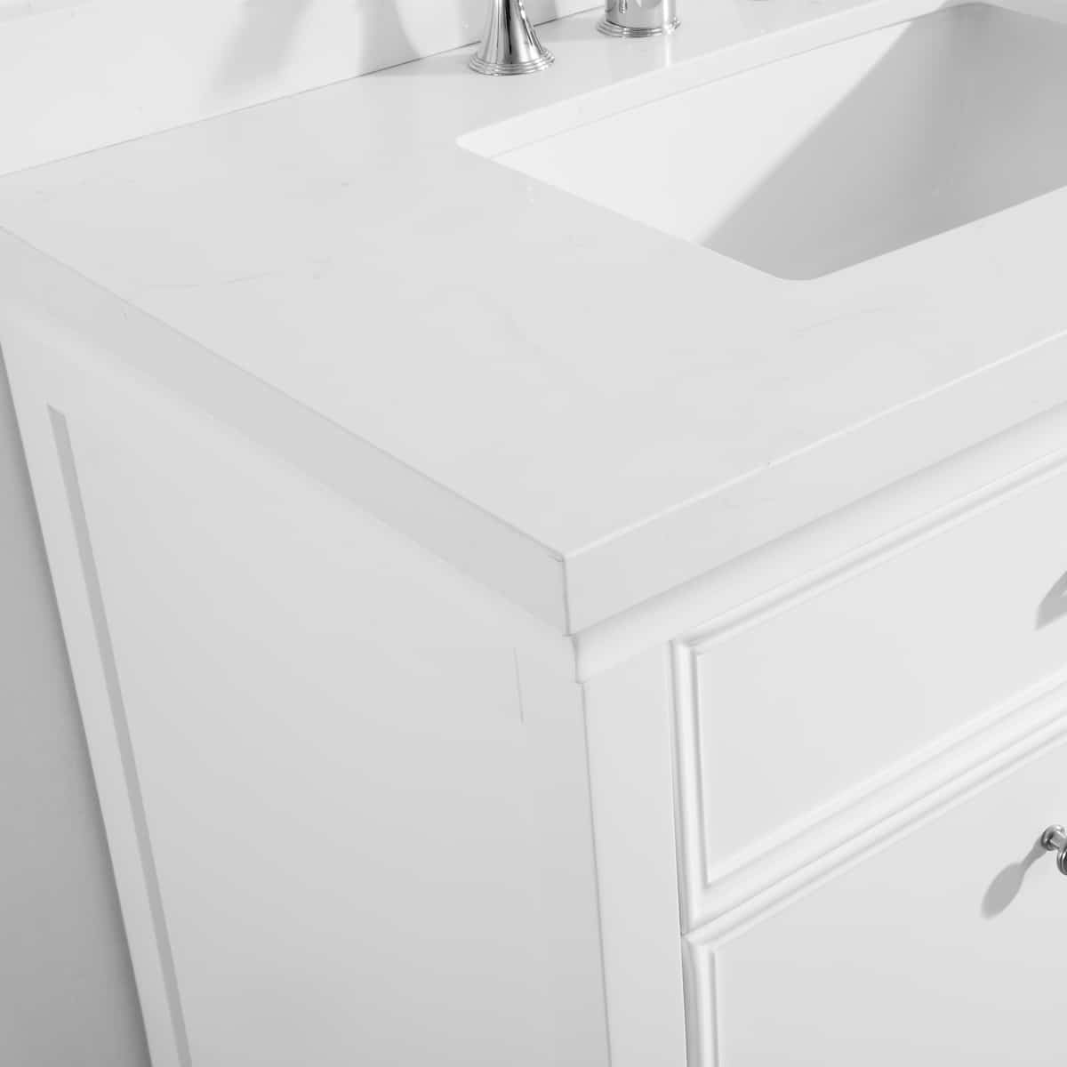 Vinnova Charlotte 60 Inch White Freestanding Double Vanity with Carrara Quartz Stone Top With Mirror Counter 735060-WH-CQS