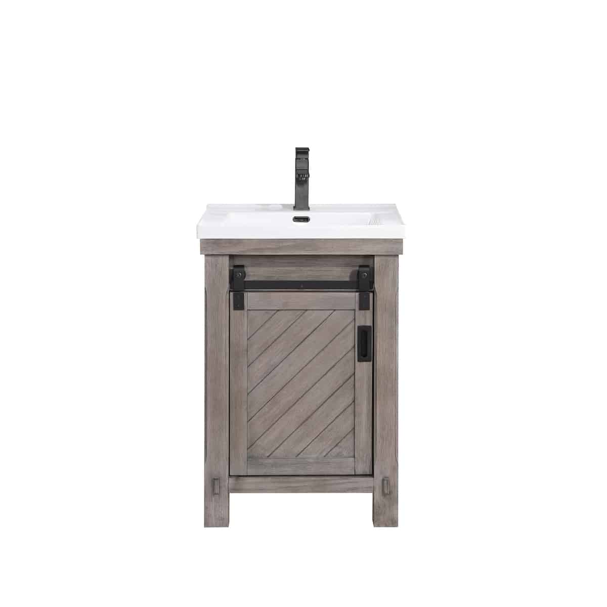 Vinnova Cortes 24 Inch Single Sink Bath Vanity in Classical Grey with White Drop-In Ceramic Basin Without Mirror 701724-CR-WH-NM