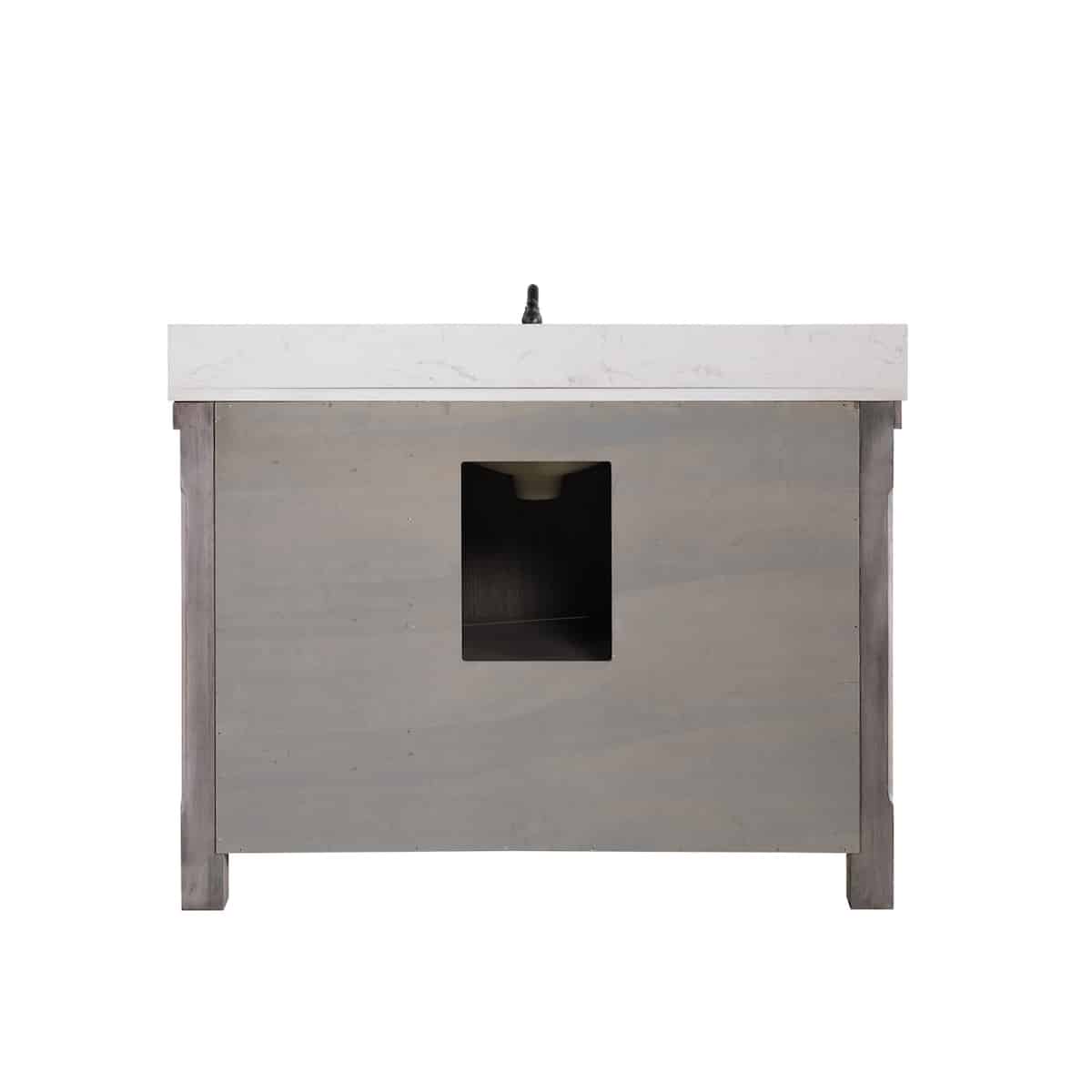 Vinnova Cortes 48 Inch Freestanding Single Sink Bath Vanity in Classical Grey with White Composite Countertop Without Mirror Back 701748-CR-WS-NM