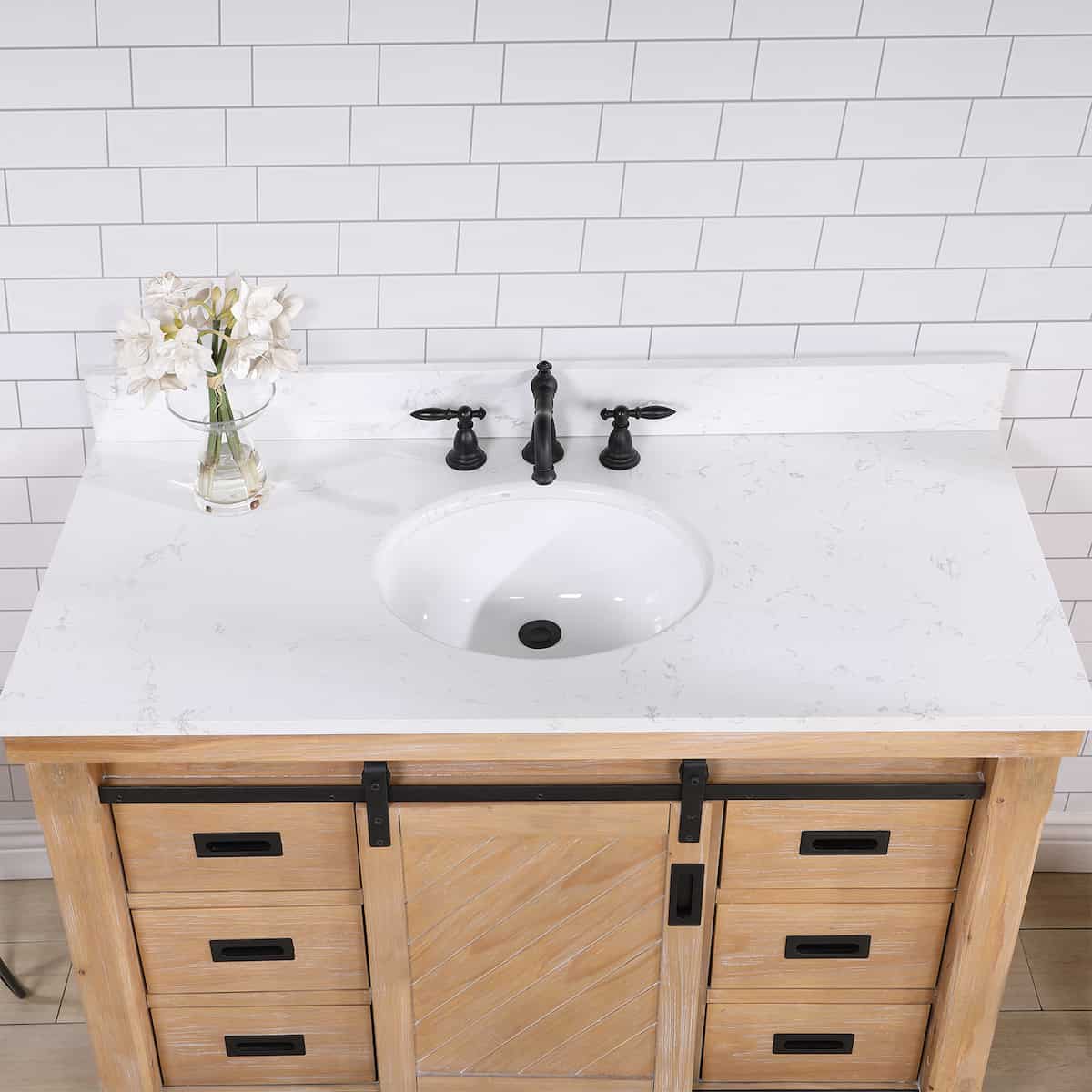 Vinnova Cortes Freestanding Single Sink Bath Vanity with White Composite Countertop 7017-WS