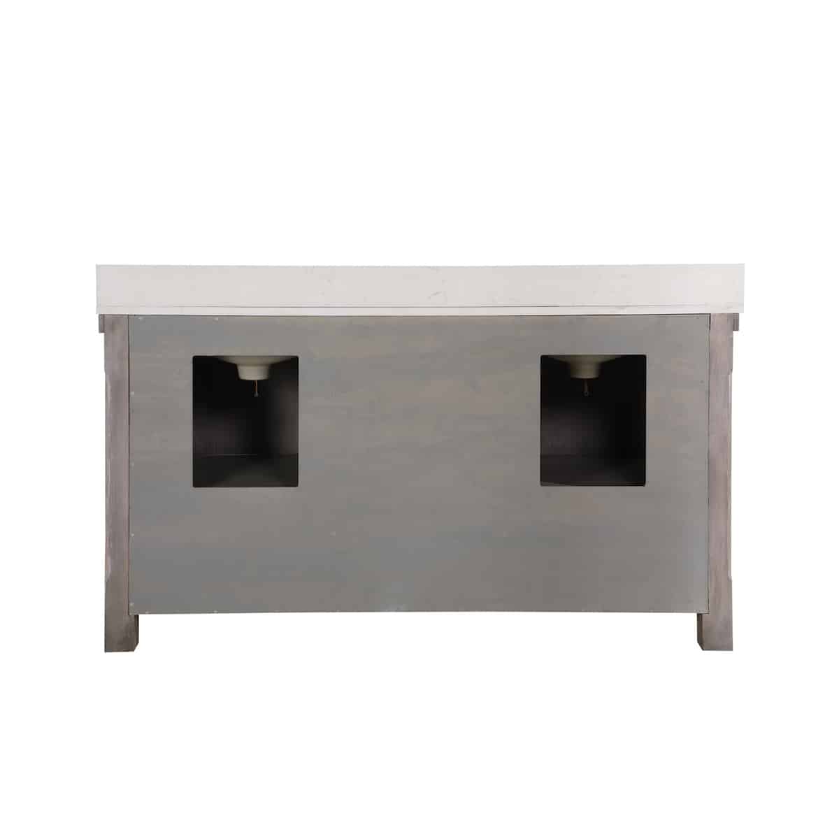 Vinnova Cortes 60 Inch Freestanding Double Sink Bath Vanity in Classical Grey with White Composite Countertop With Mirror Back Plumbing 701760-CR-WS